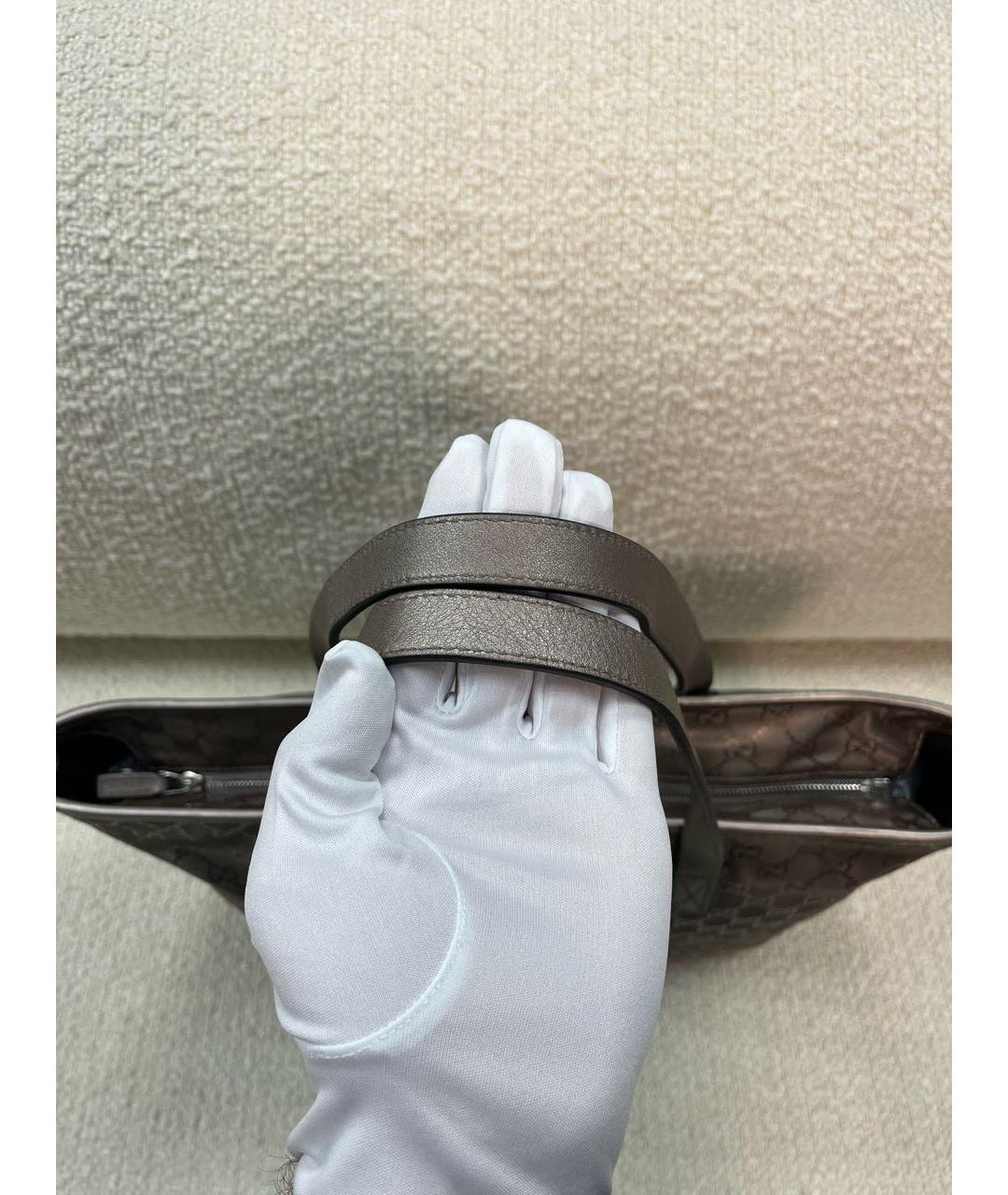 GUCCI Серебряная синтетическая сумка с короткими ручками, фото 7