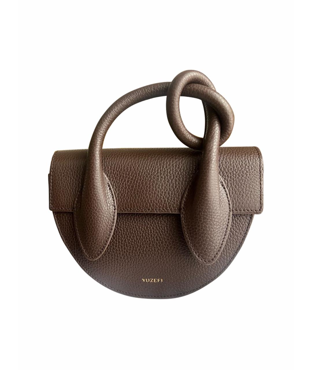 YUZEFI Коричневая кожаная сумка через плечо, фото 1