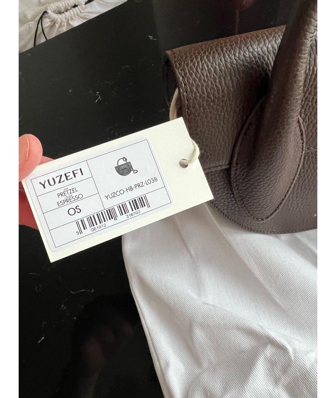 YUZEFI Коричневая кожаная сумка через плечо, фото 3