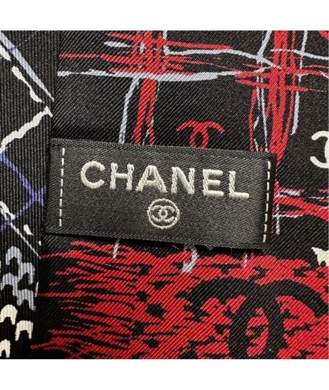 CHANEL Черный шелковый шарф, фото 2