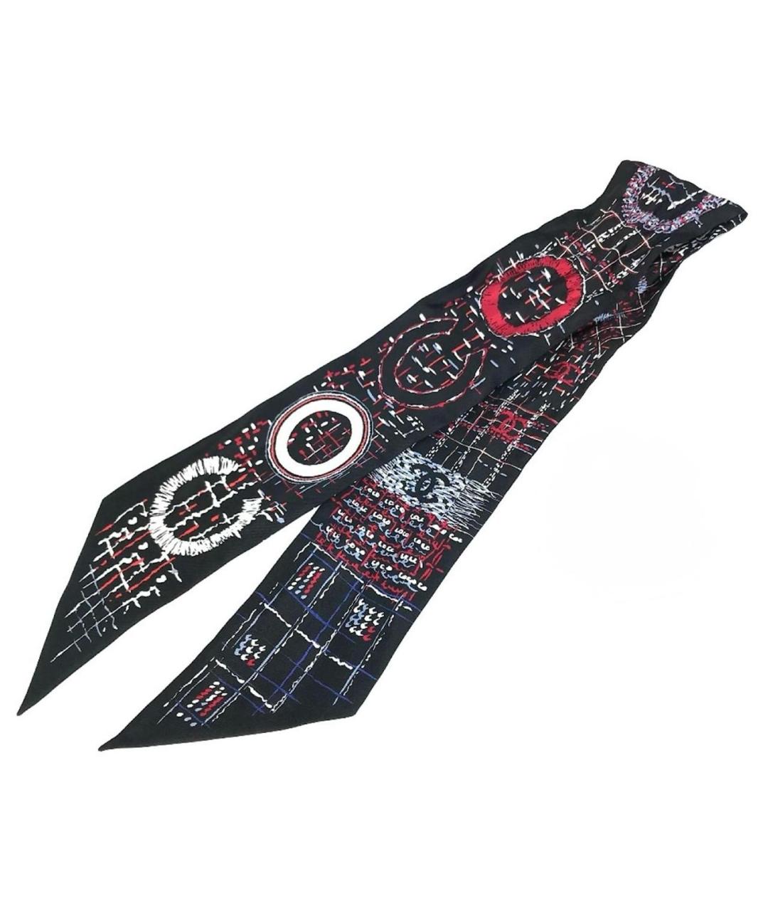 CHANEL Черный шелковый шарф, фото 1