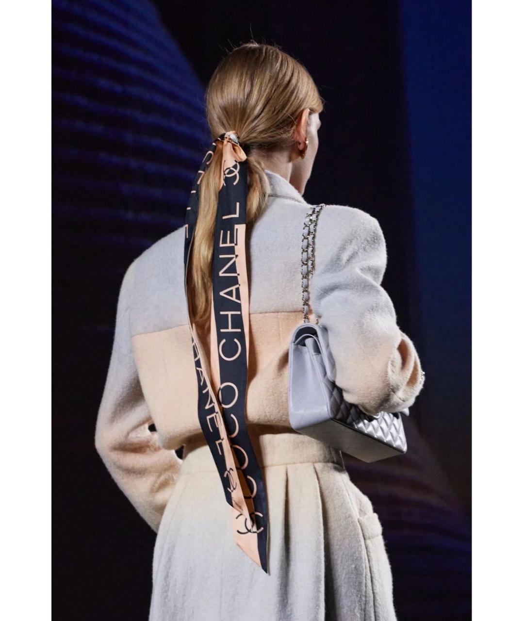 CHANEL Черный шелковый шарф, фото 6