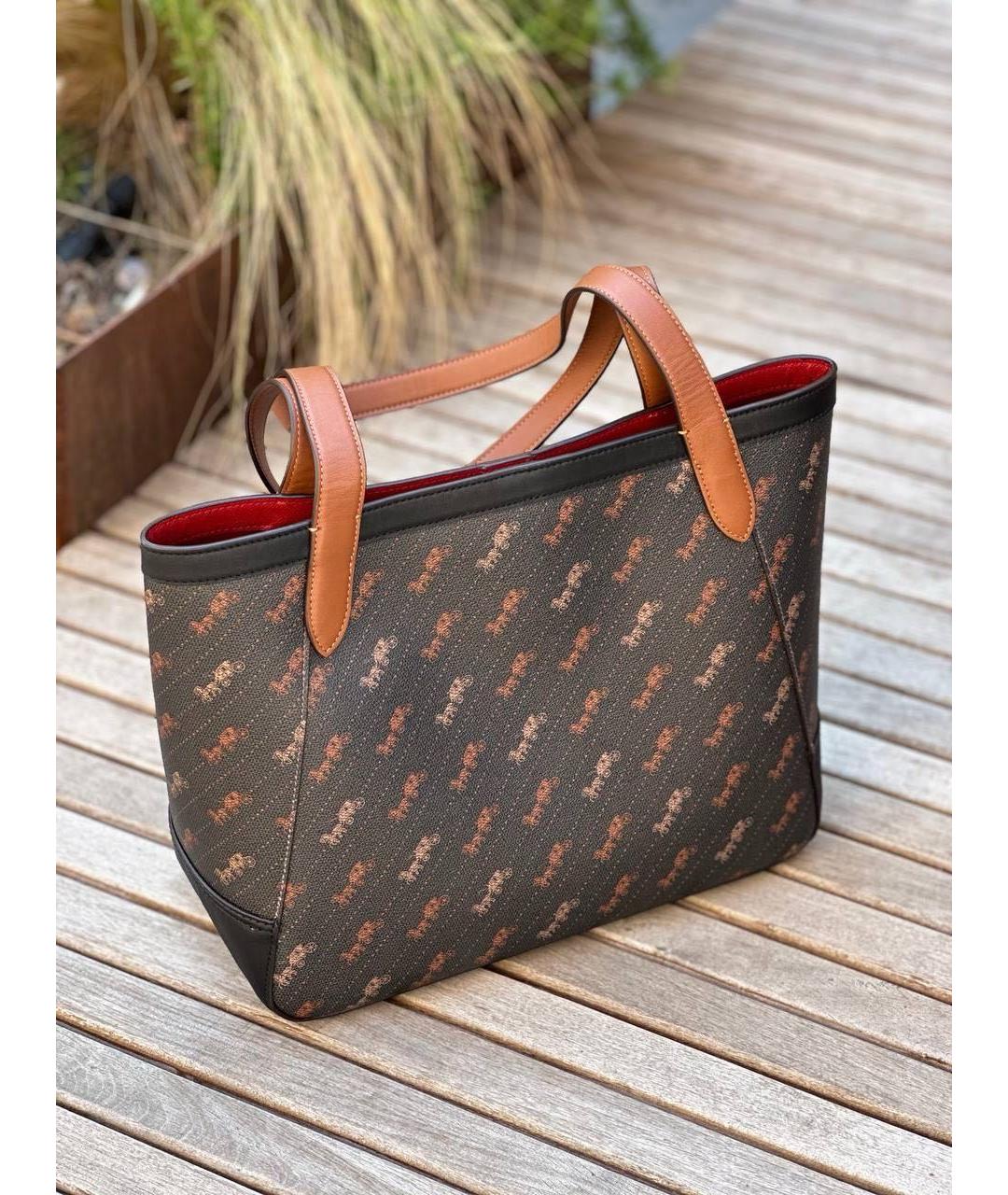 COACH Коричневая кожаная сумка тоут, фото 2