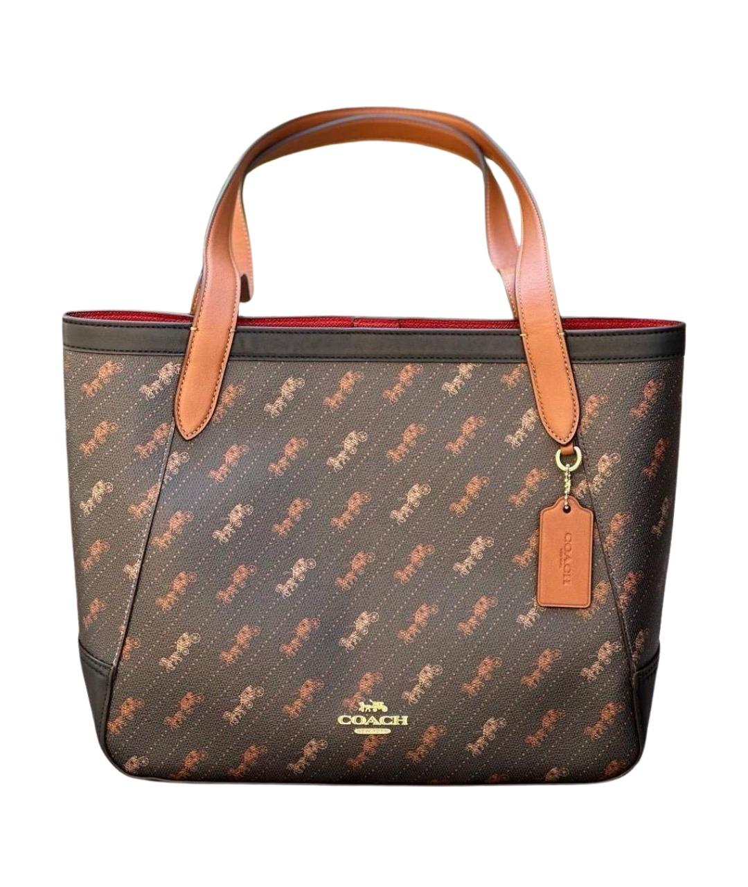 COACH Коричневая кожаная сумка тоут, фото 1