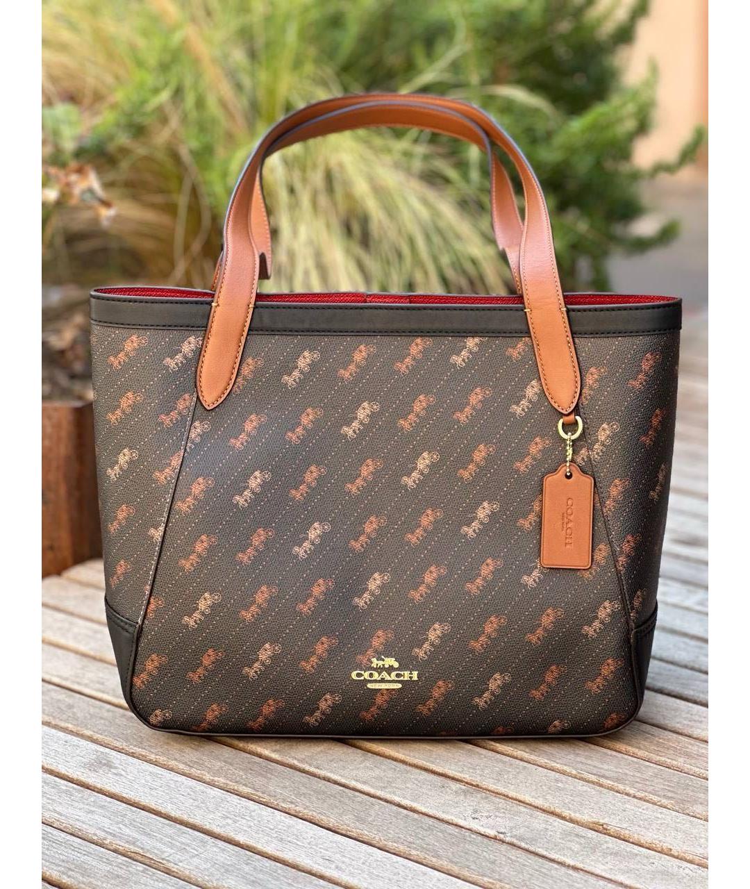 COACH Коричневая кожаная сумка тоут, фото 5