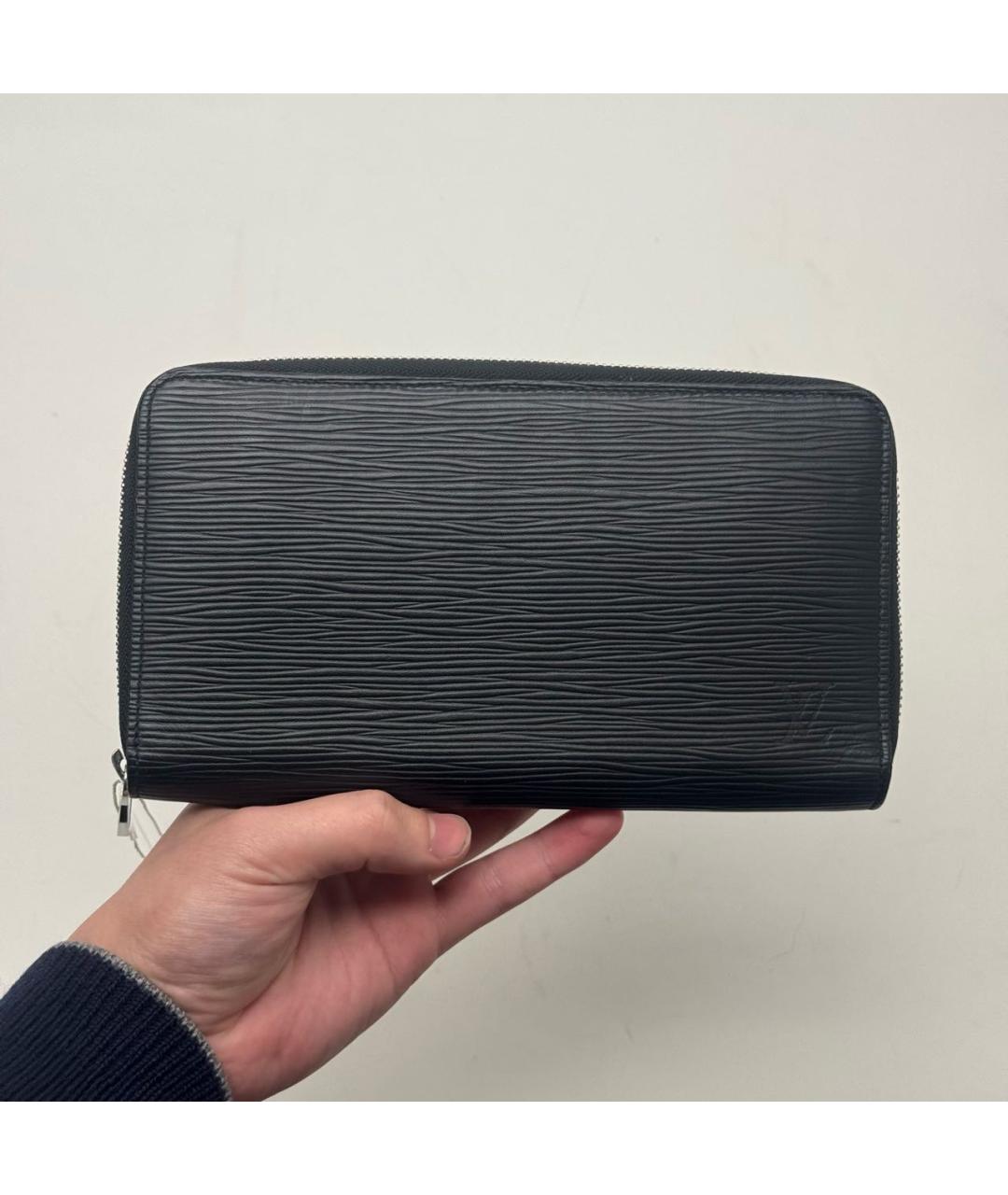 LOUIS VUITTON Черный кожаный кошелек, фото 9