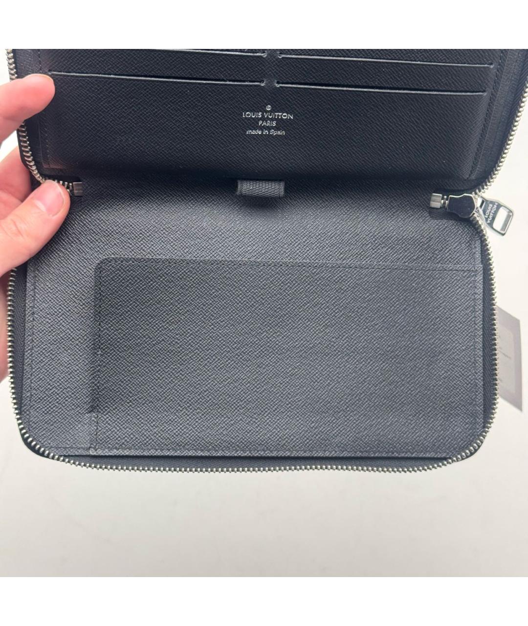 LOUIS VUITTON Черный кожаный кошелек, фото 8