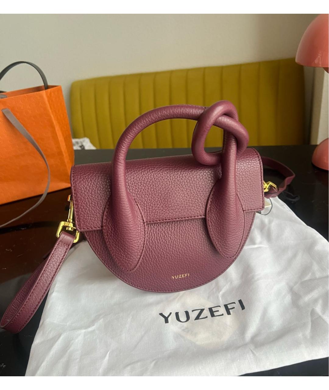 YUZEFI Бордовая кожаная сумка через плечо, фото 2