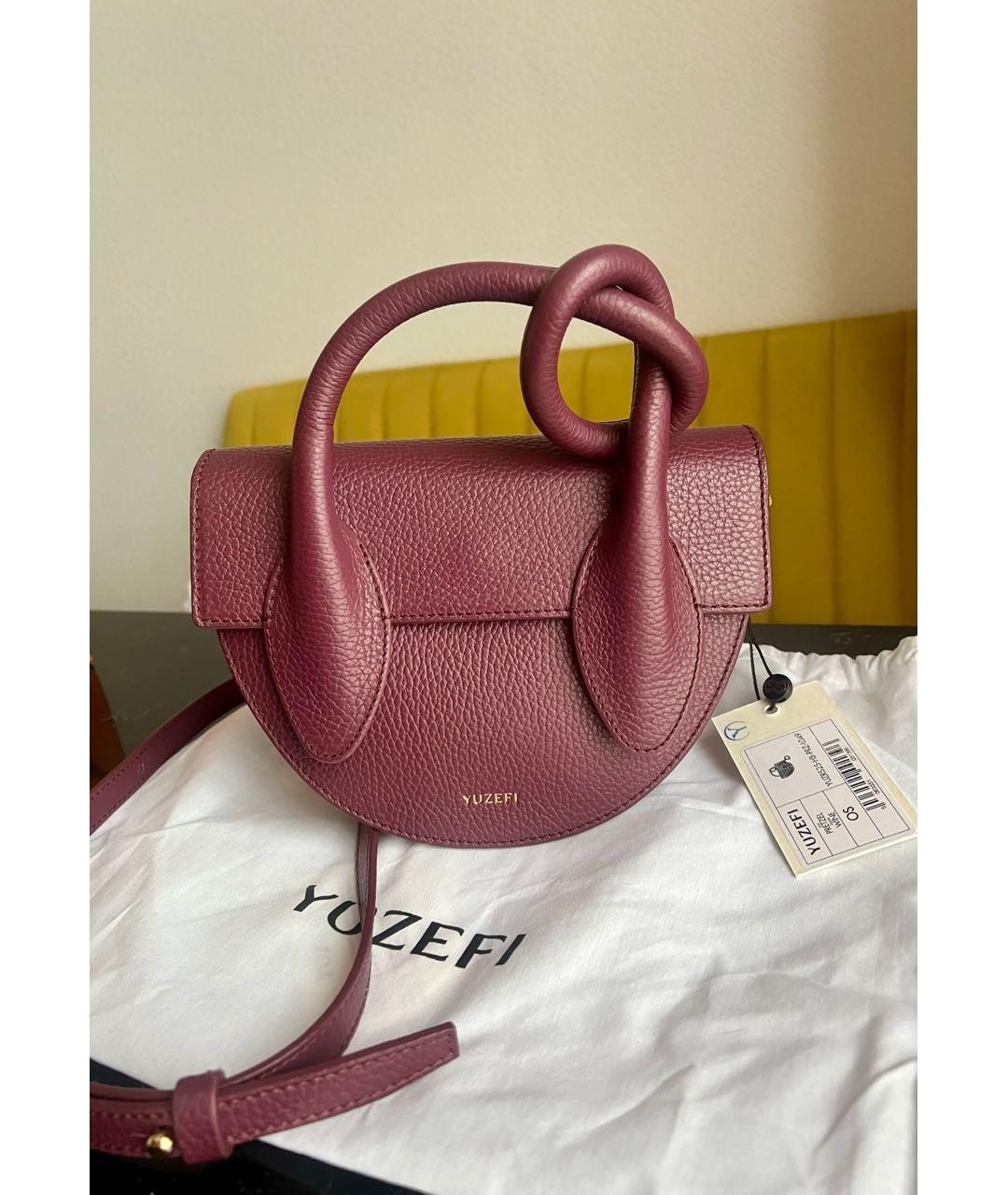 YUZEFI Бордовая кожаная сумка через плечо, фото 5