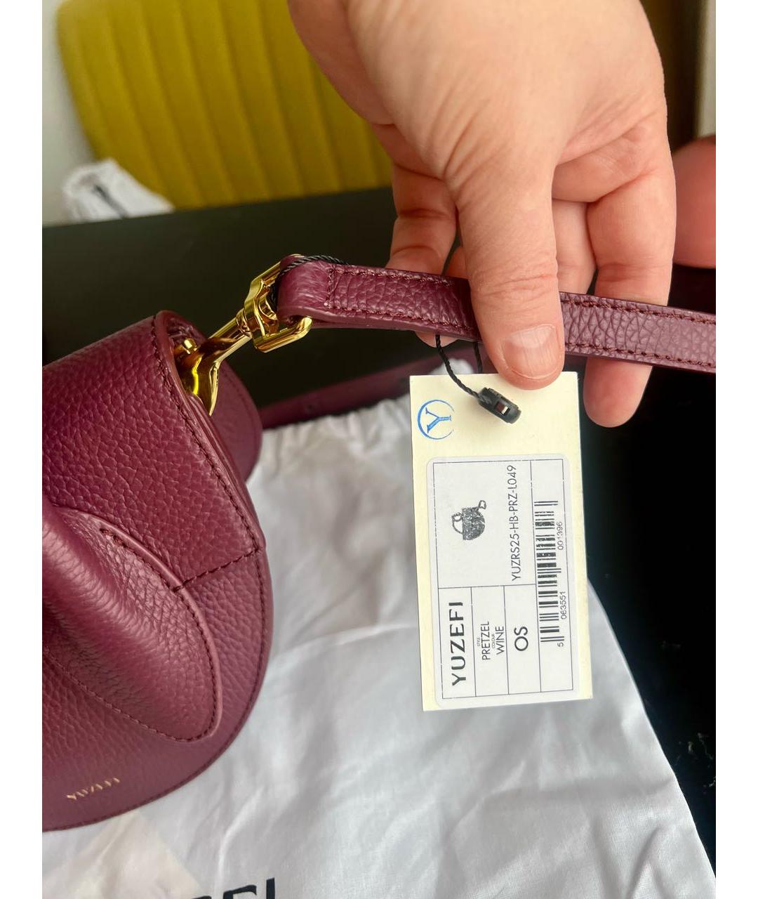 YUZEFI Бордовая кожаная сумка через плечо, фото 3