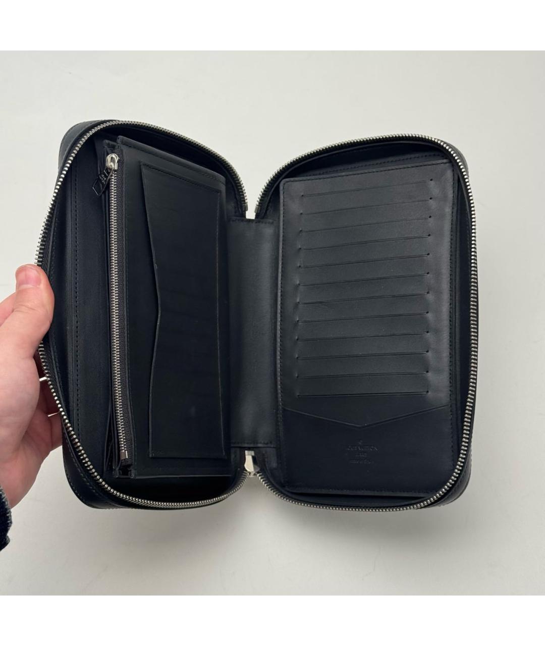 LOUIS VUITTON Темно-синий кожаный кошелек, фото 8