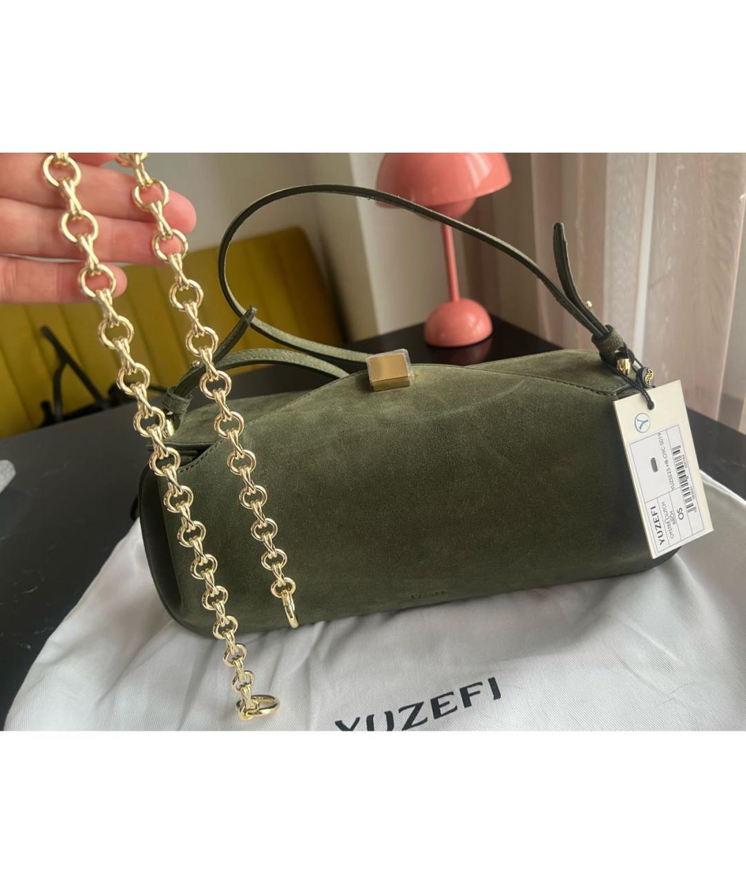 YUZEFI Зеленая замшевая сумка через плечо, фото 3