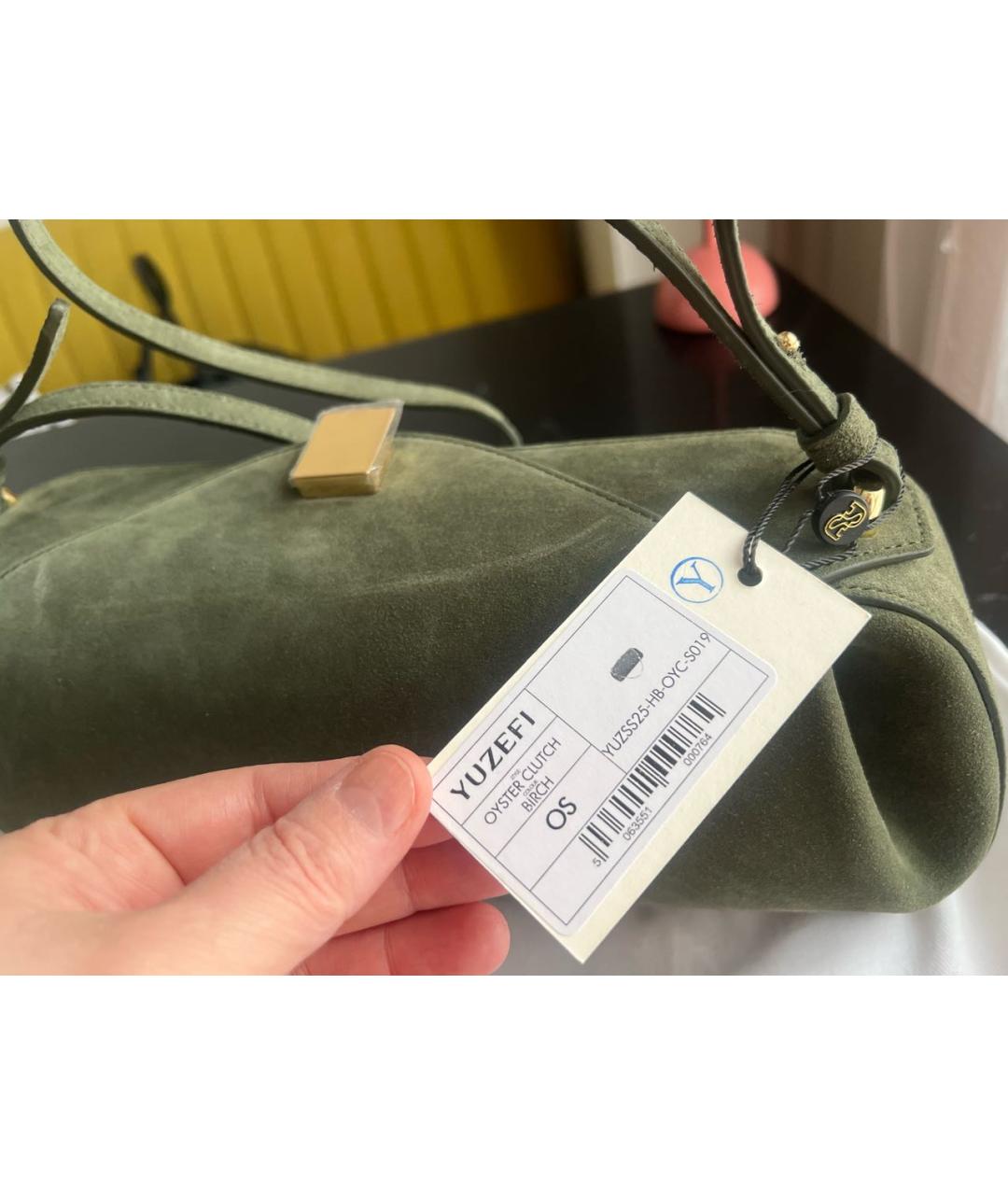 YUZEFI Зеленая замшевая сумка через плечо, фото 4