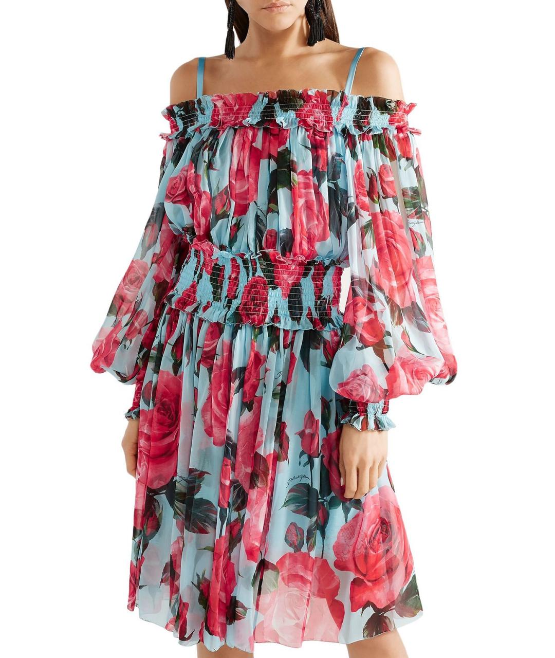 DOLCE&GABBANA Мульти шелковое коктейльное платье, фото 3