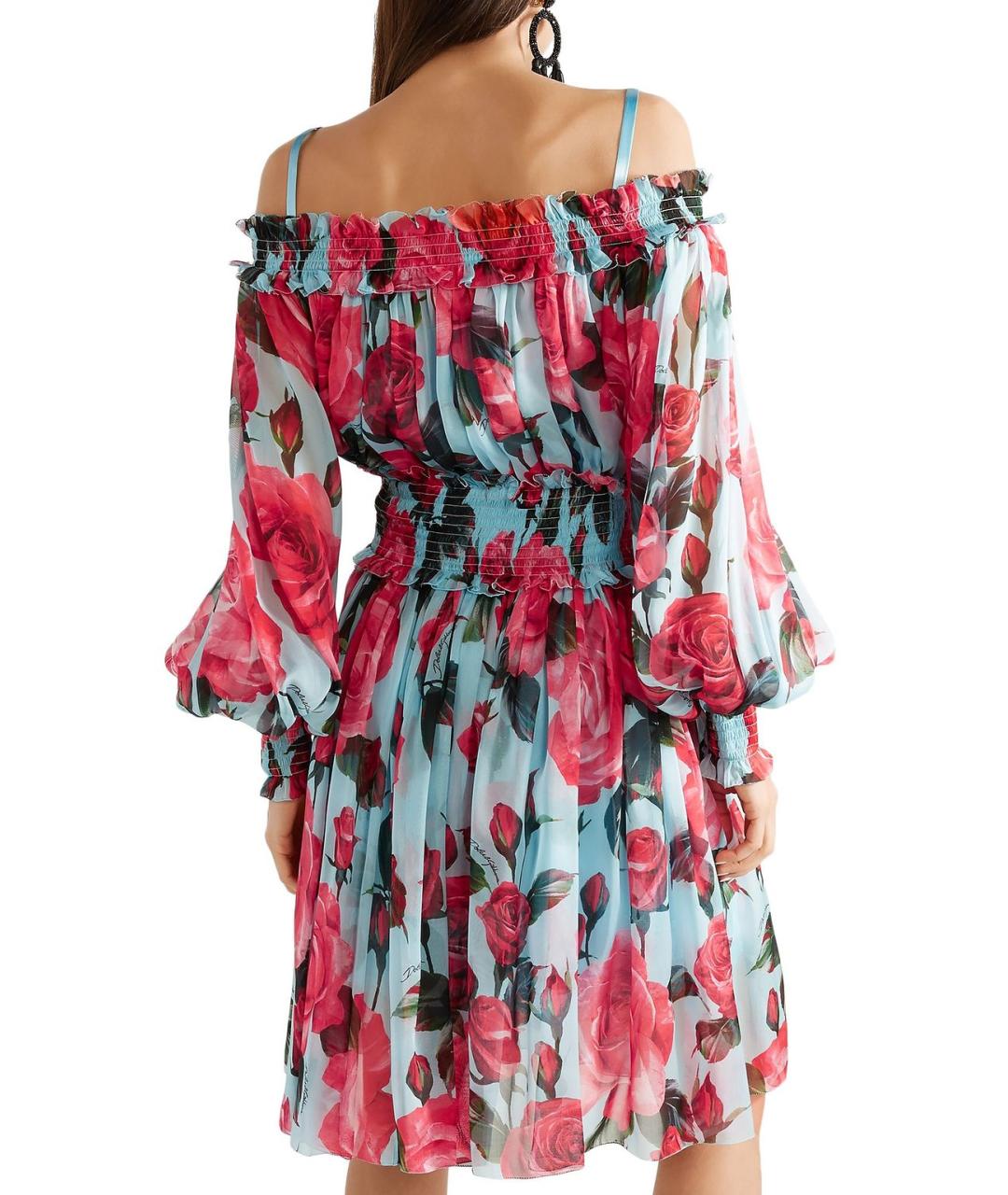 DOLCE&GABBANA Мульти шелковое коктейльное платье, фото 4