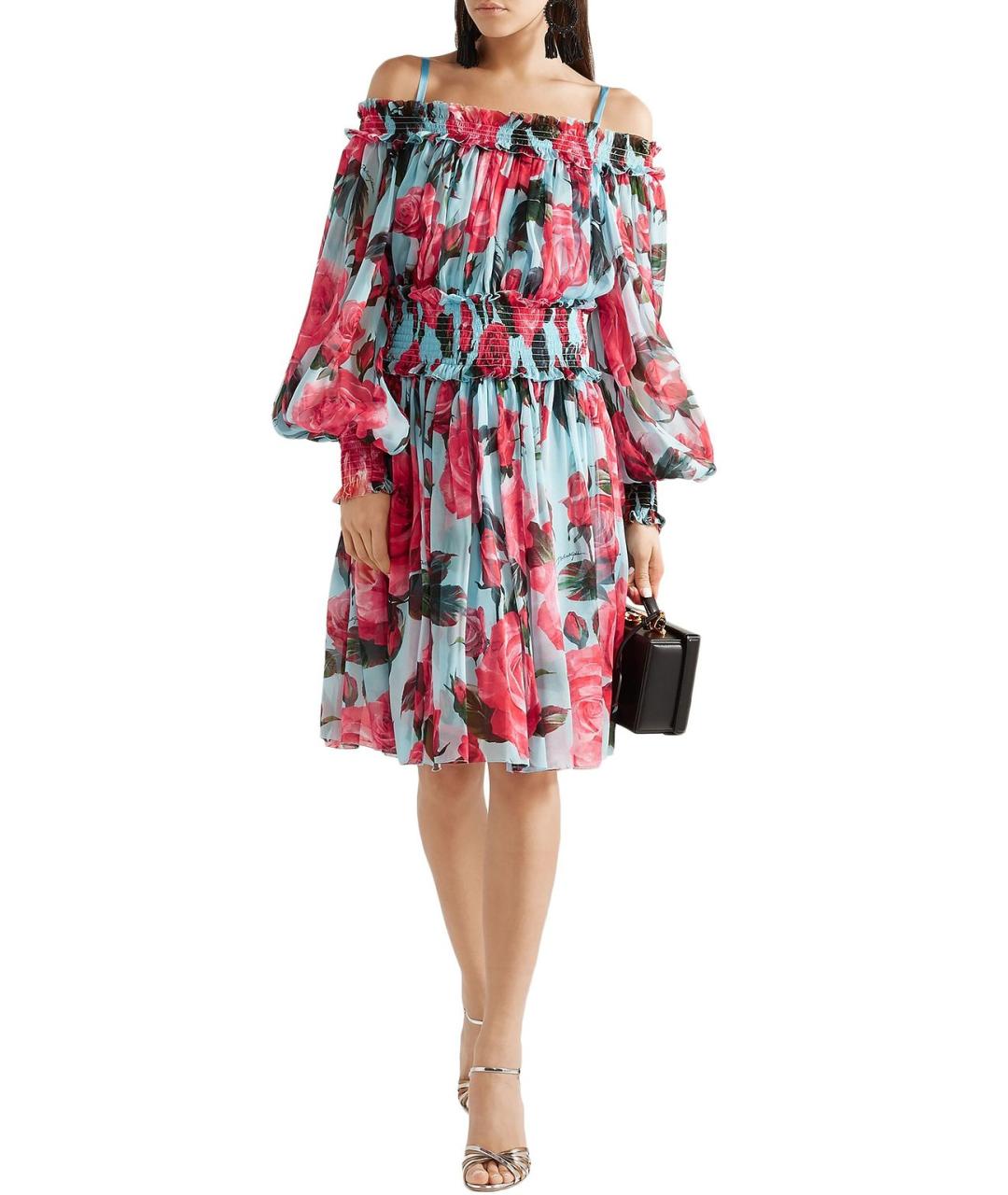 DOLCE&GABBANA Мульти шелковое коктейльное платье, фото 2