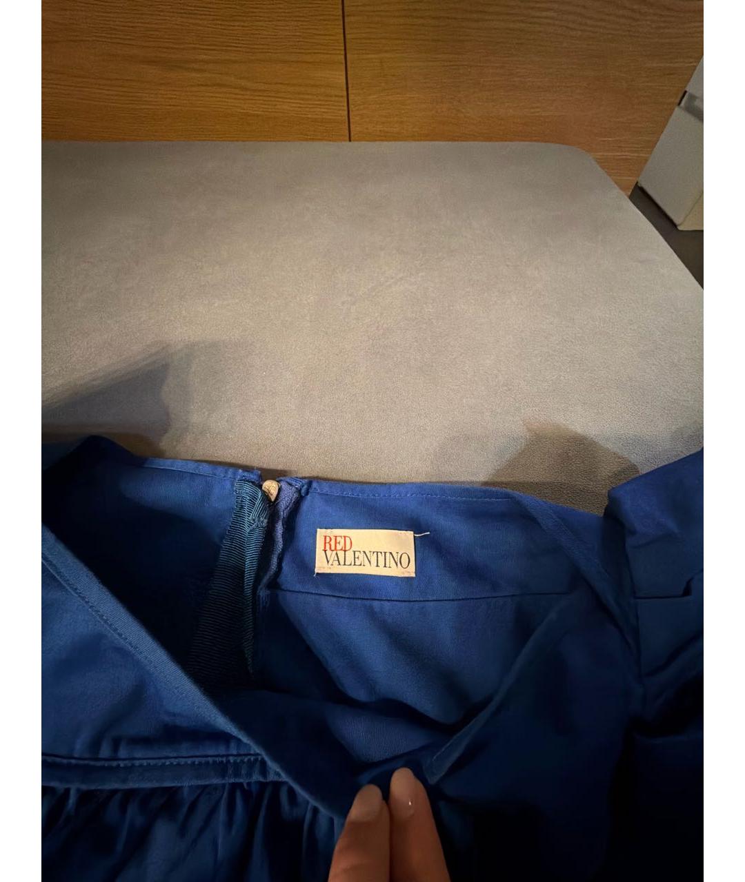 RED VALENTINO Синее хлопковое повседневное платье, фото 3