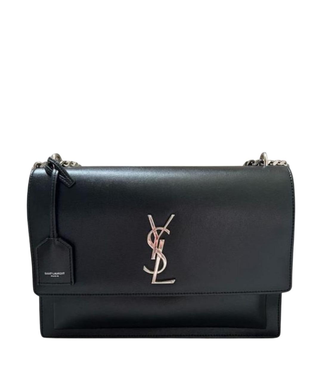 SAINT LAURENT Черная кожаная сумка через плечо, фото 1