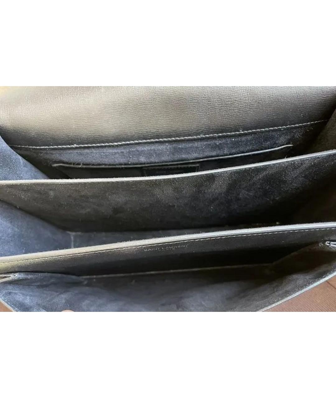 SAINT LAURENT Черная кожаная сумка через плечо, фото 6