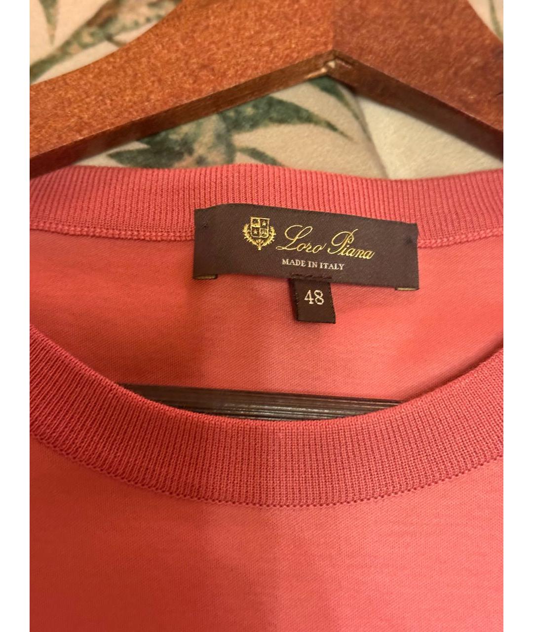 LORO PIANA Розовая хлопковая футболка, фото 3