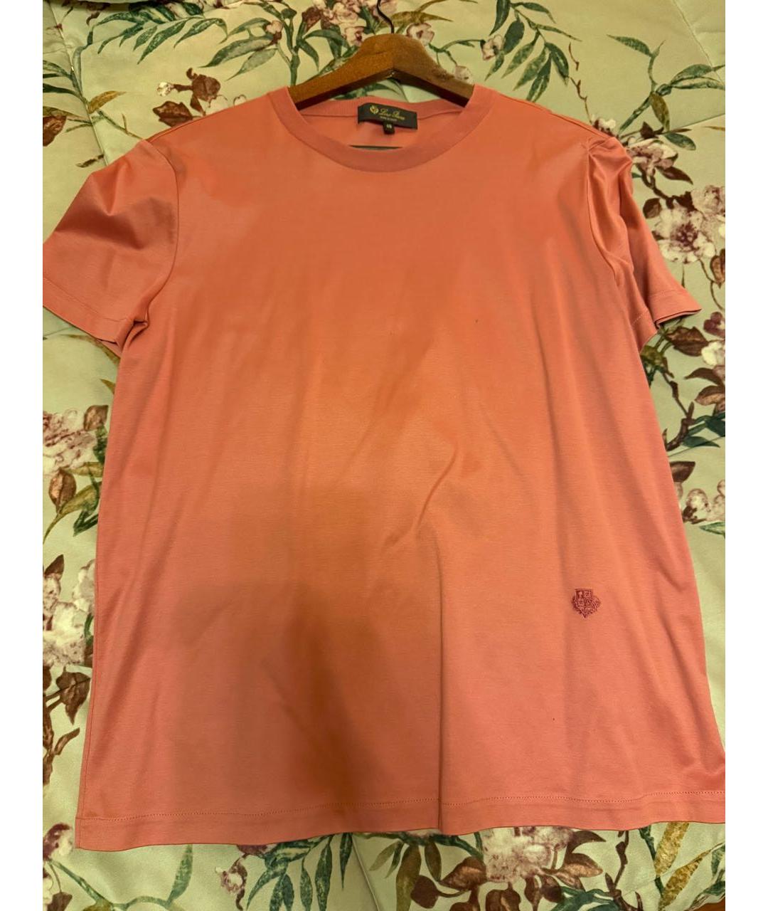 LORO PIANA Розовая хлопковая футболка, фото 5