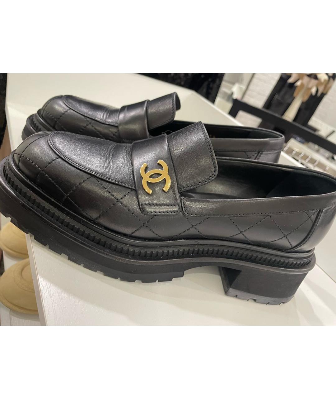 CHANEL Черные кожаные лоферы, фото 5