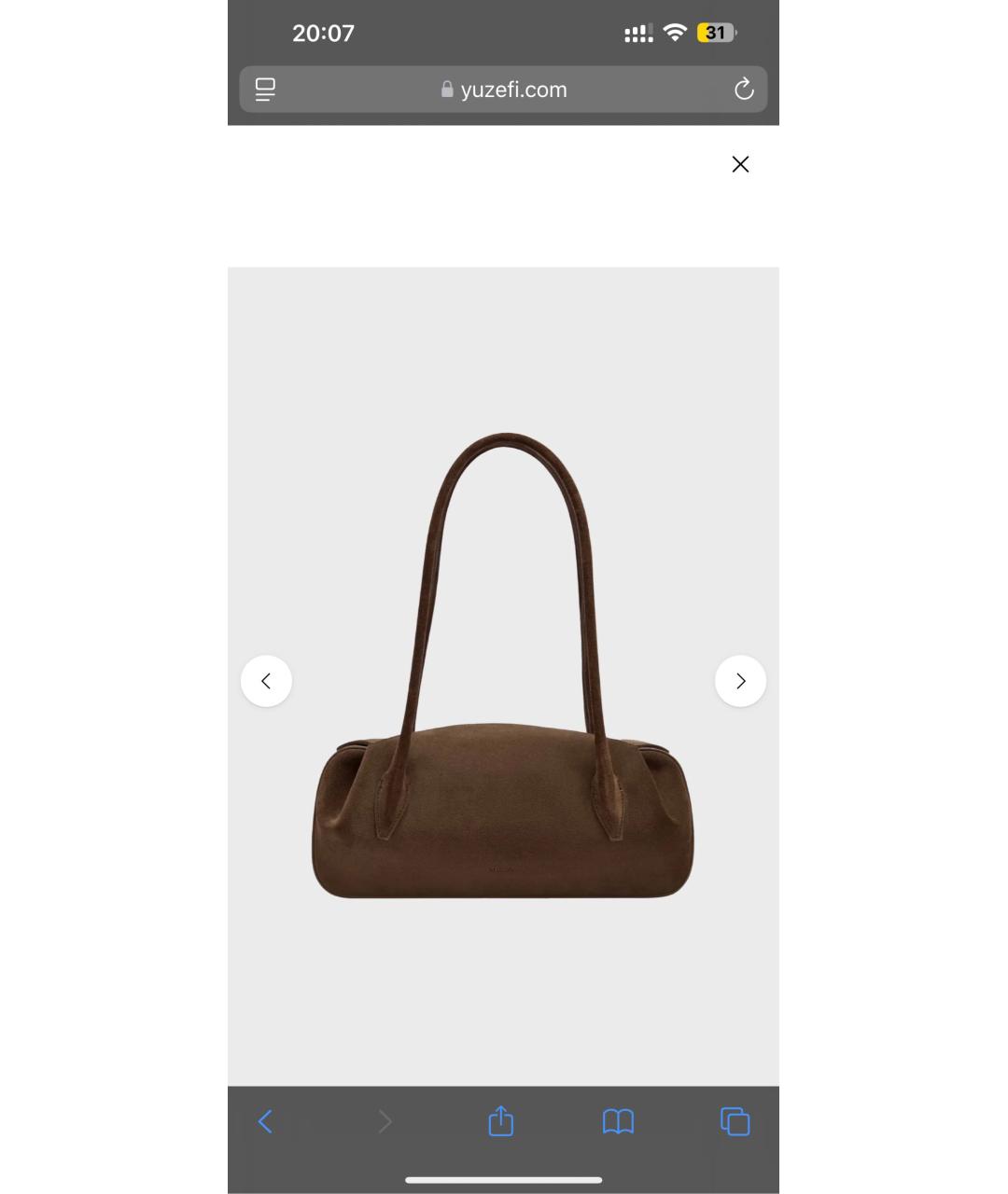 YUZEFI Коричневая замшевая сумка через плечо, фото 8