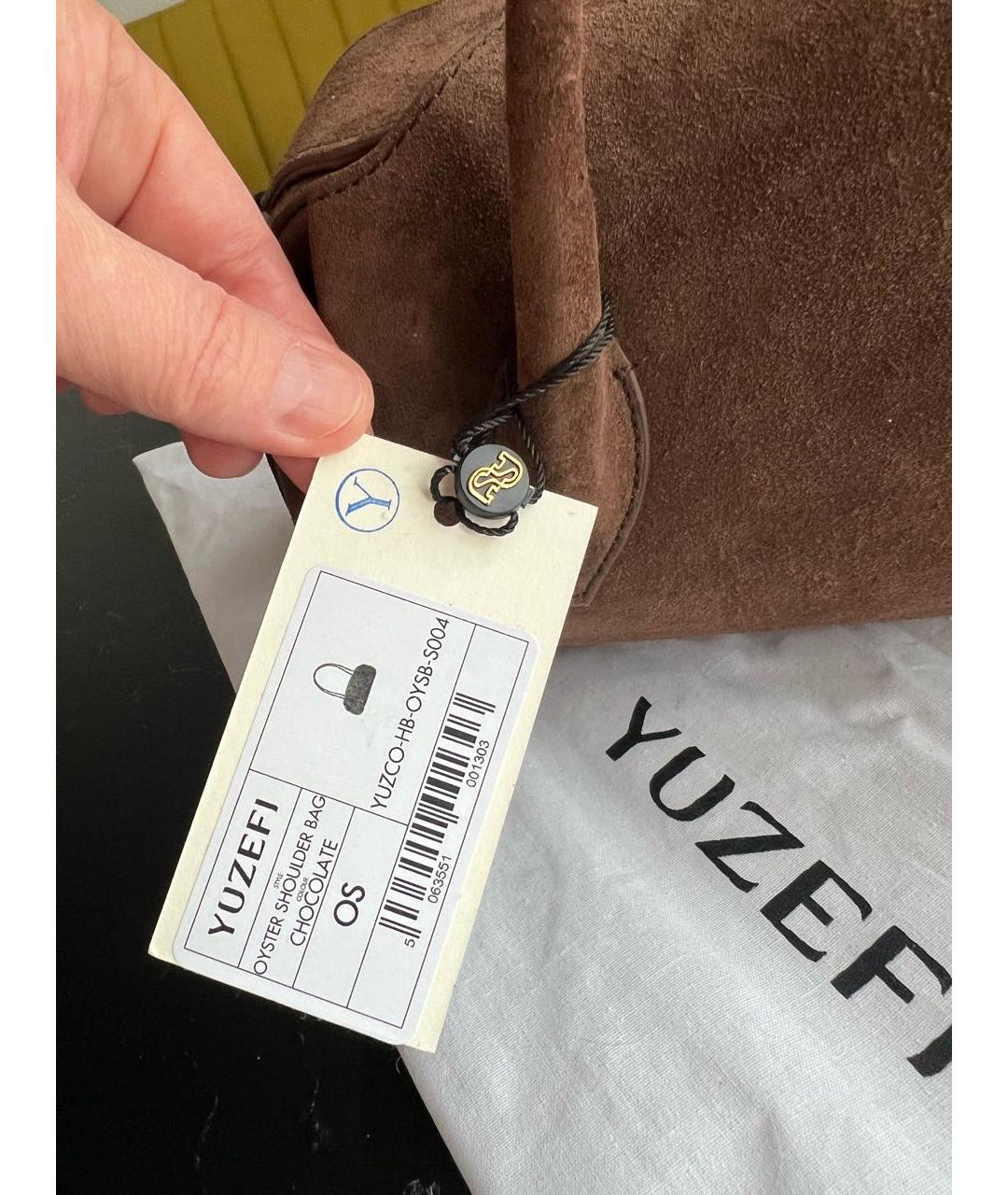 YUZEFI Коричневая замшевая сумка через плечо, фото 3