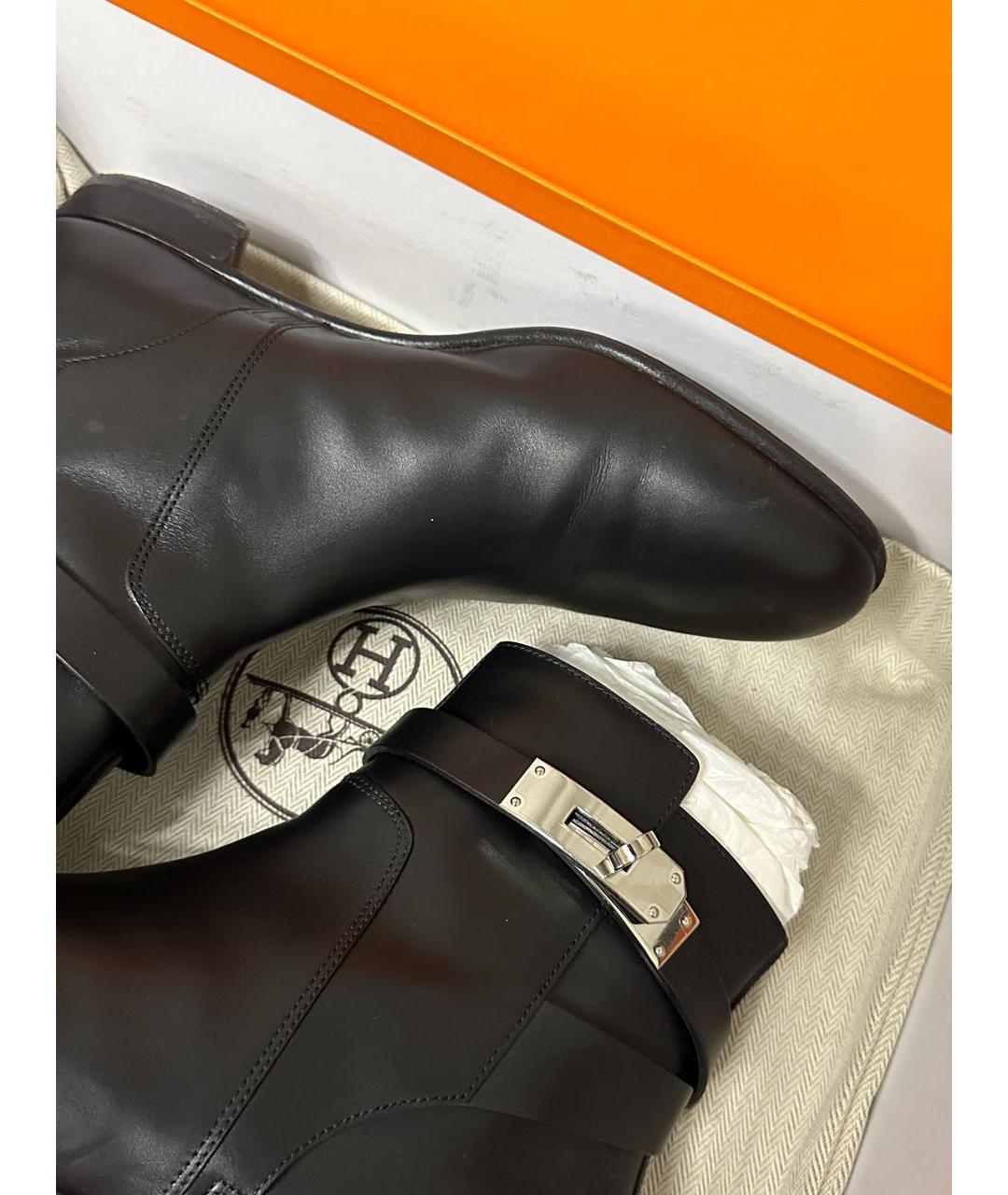 HERMES Черные кожаные ботинки, фото 3