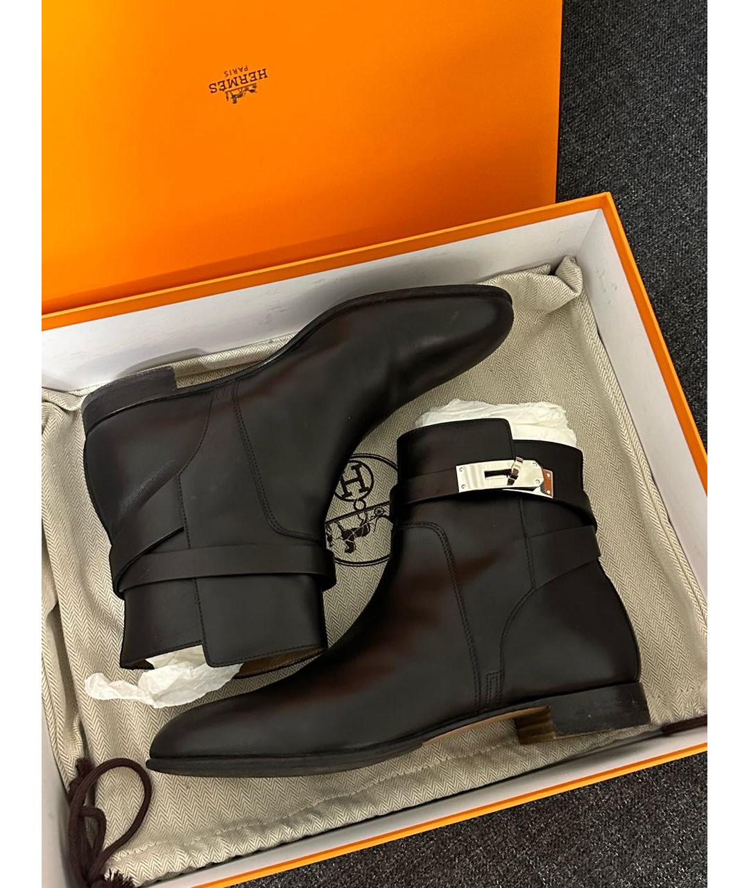 HERMES Черные кожаные ботинки, фото 2