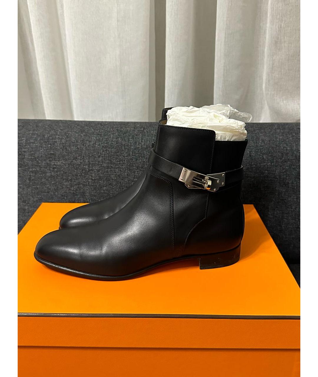 HERMES Черные кожаные ботинки, фото 6