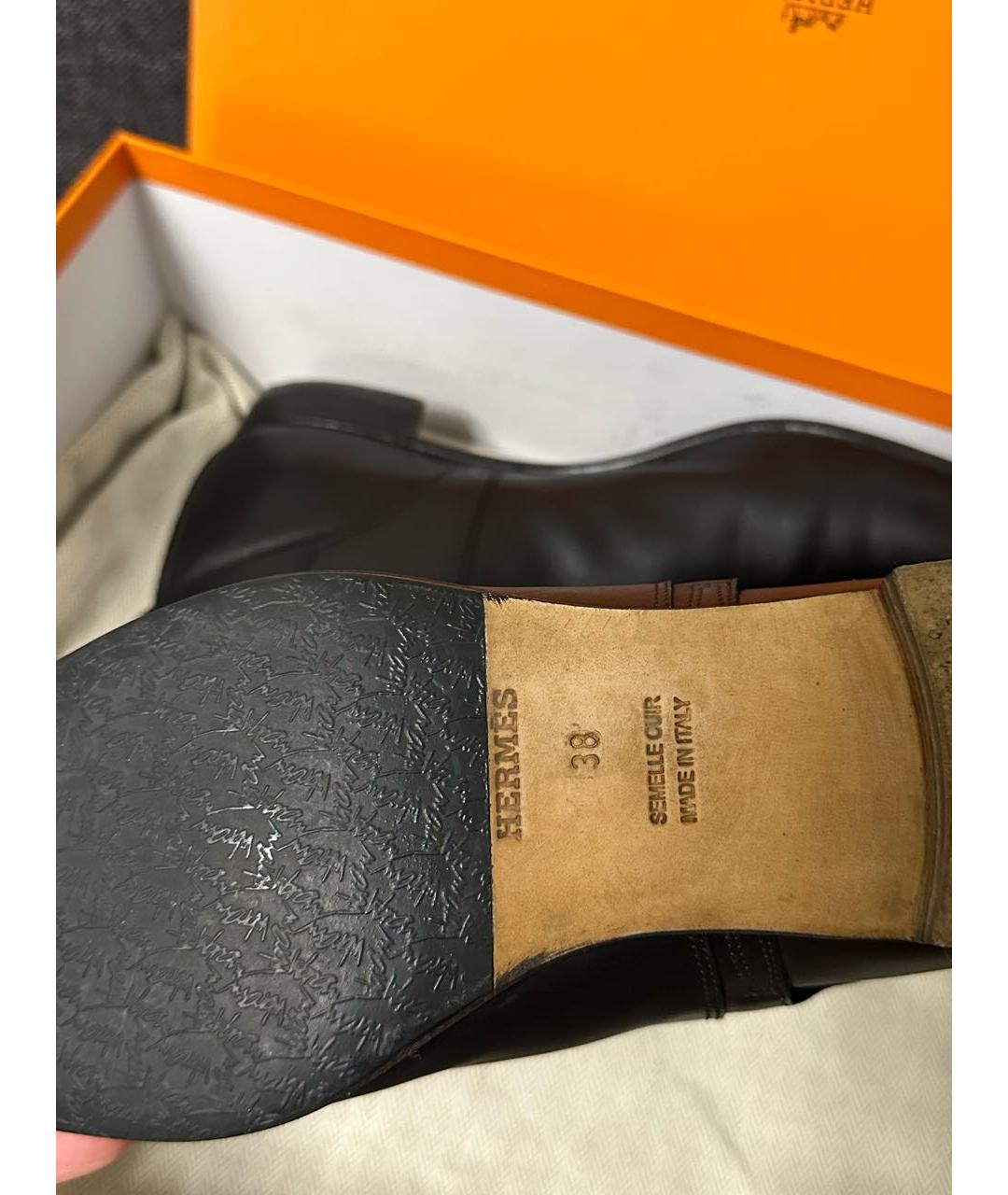 HERMES Черные кожаные ботинки, фото 5