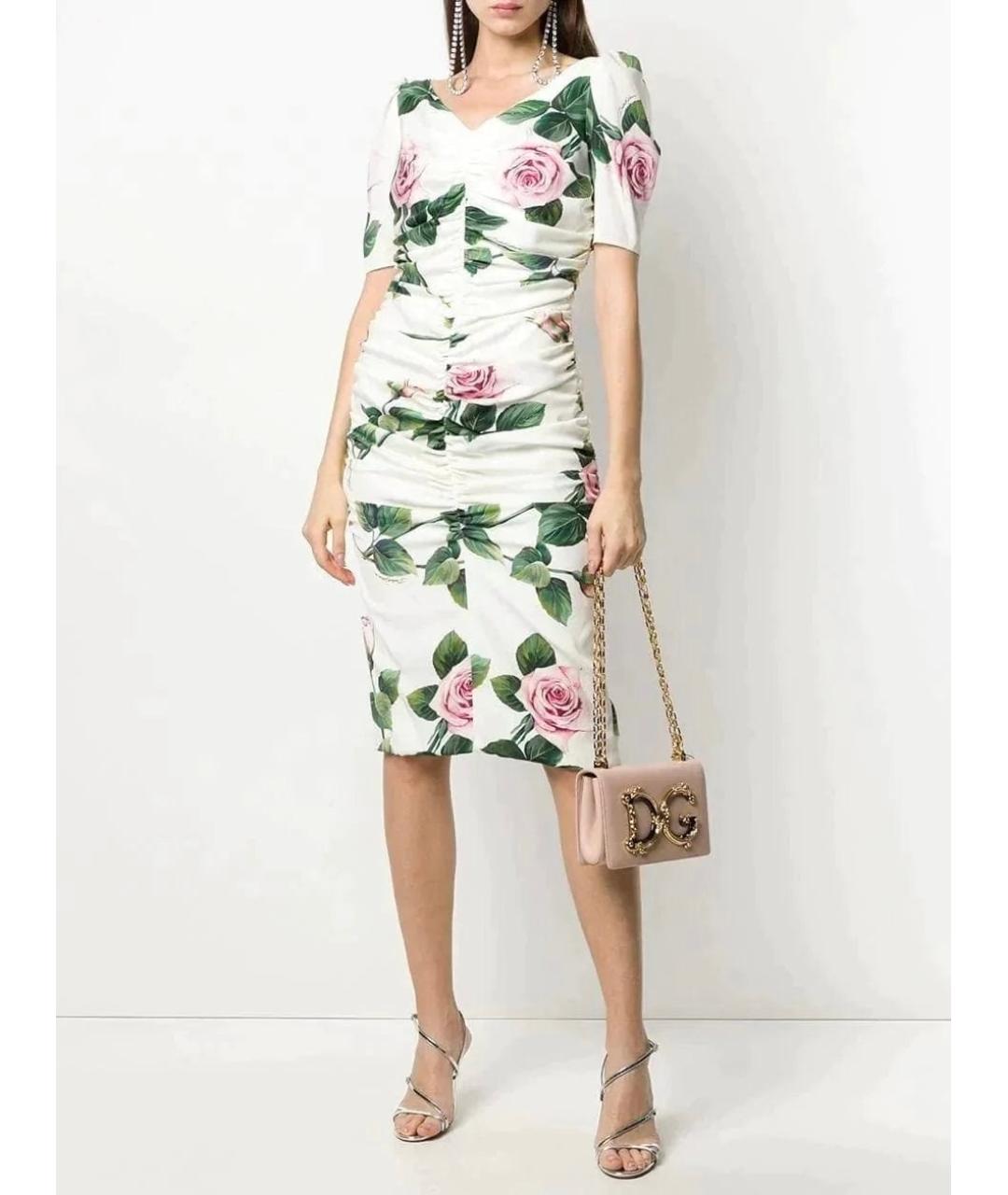 DOLCE&GABBANA Белое шелковое коктейльное платье, фото 5