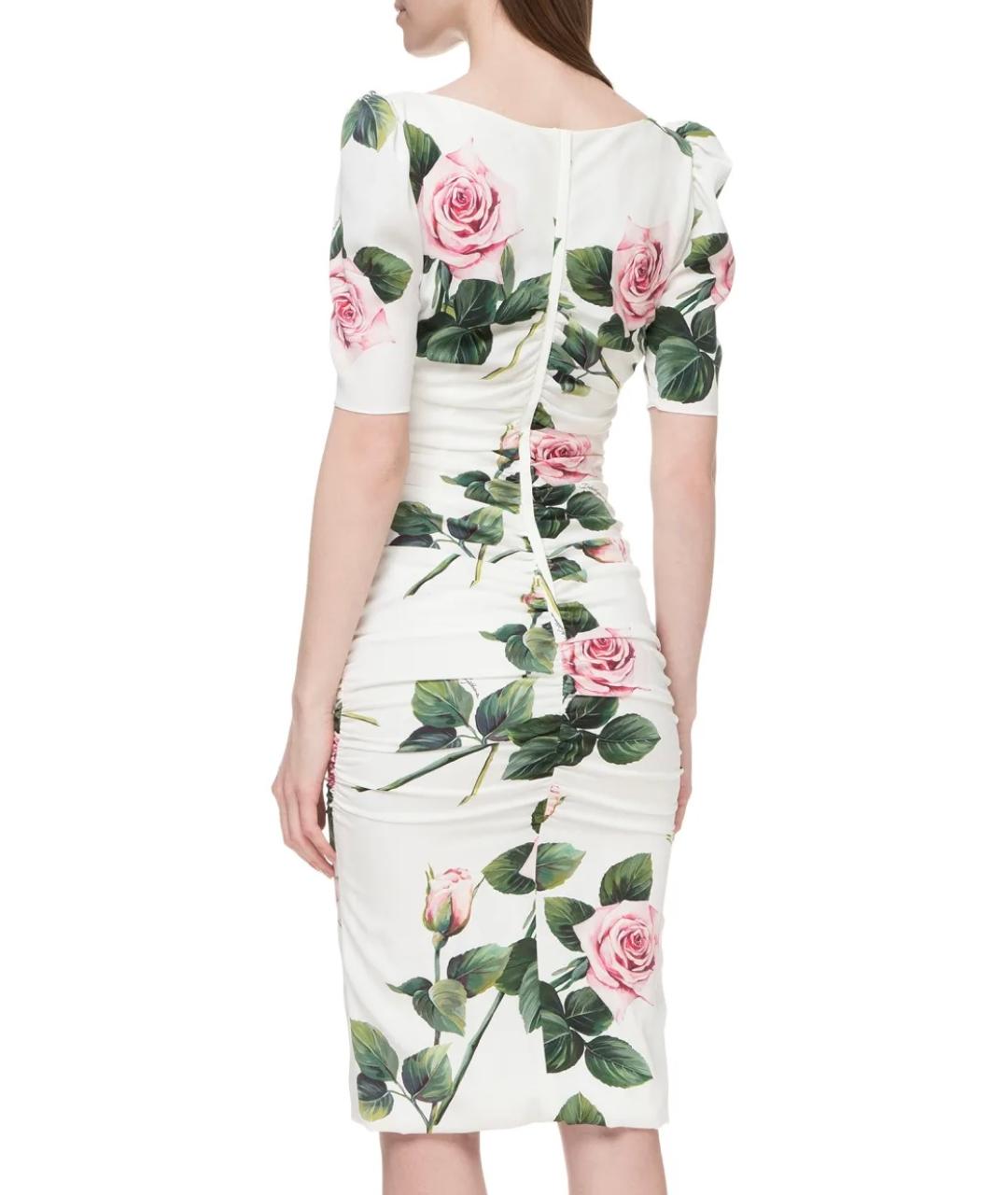 DOLCE&GABBANA Белое шелковое коктейльное платье, фото 3