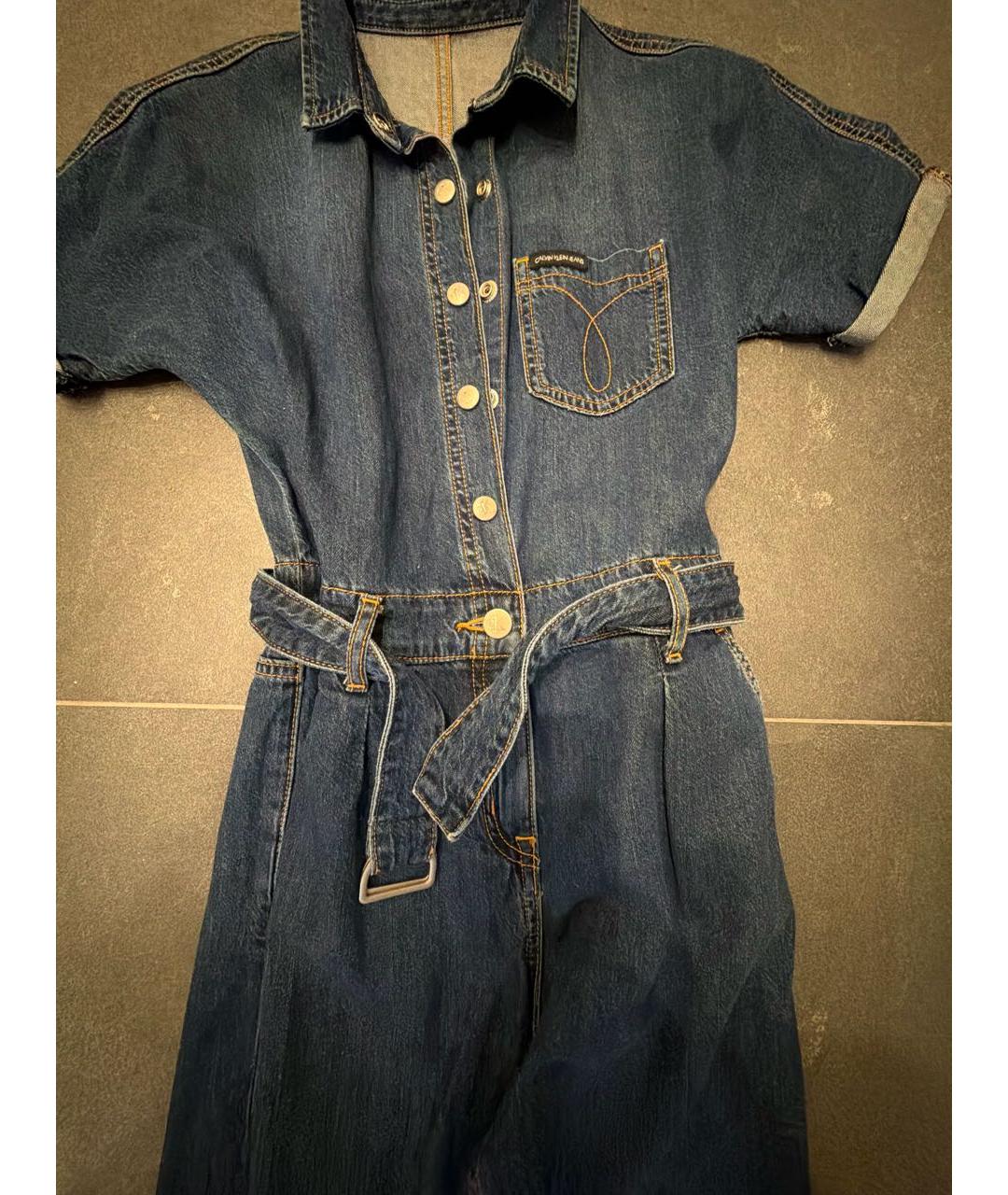 CALVIN KLEIN KIDS Темно-синий деним комбинезон, фото 4