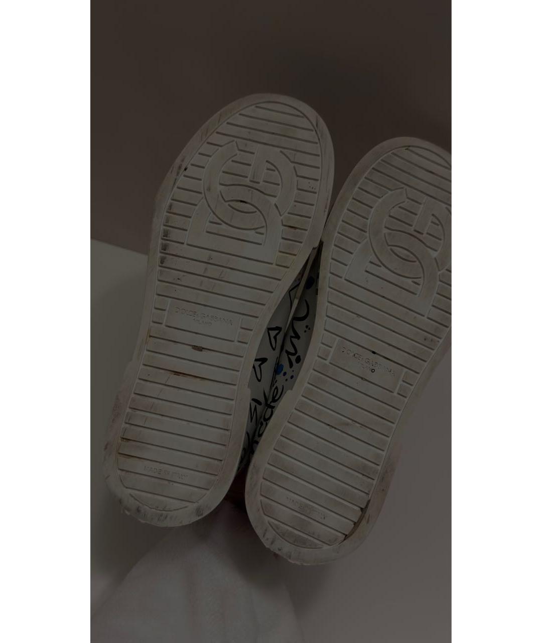 DOLCE&GABBANA Белые кожаные кеды, фото 4