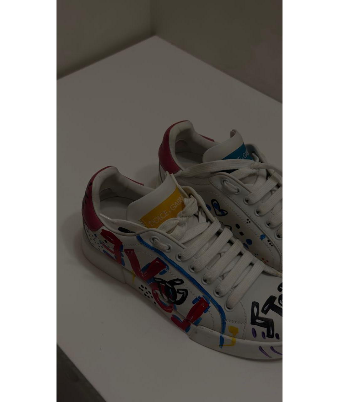 DOLCE&GABBANA Белые кожаные кеды, фото 3