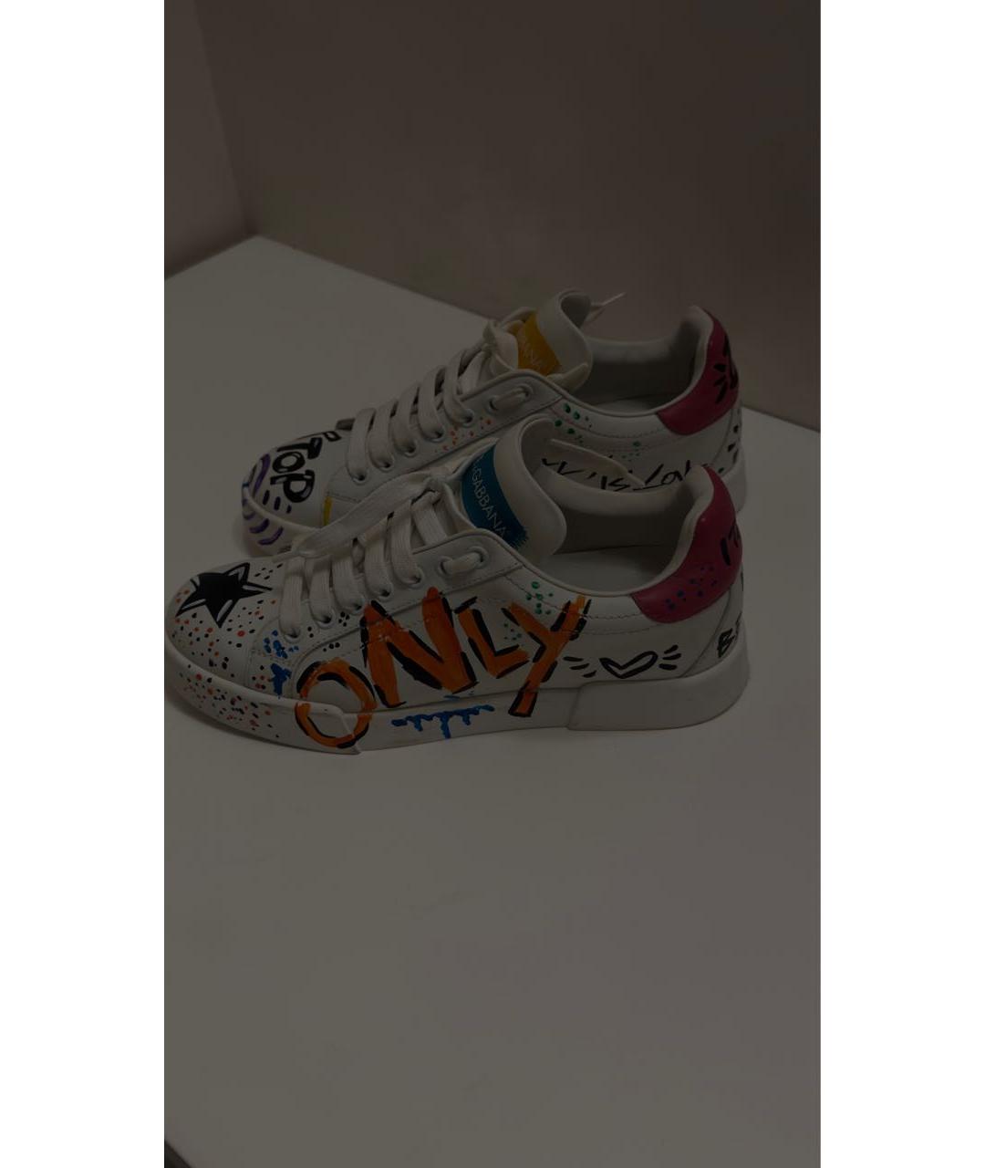 DOLCE&GABBANA Белые кожаные кеды, фото 6