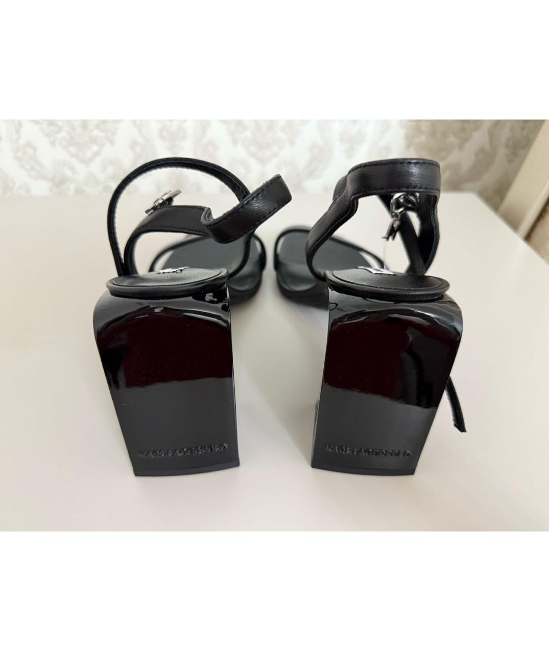 KARL LAGERFELD Черные кожаные босоножки, фото 4
