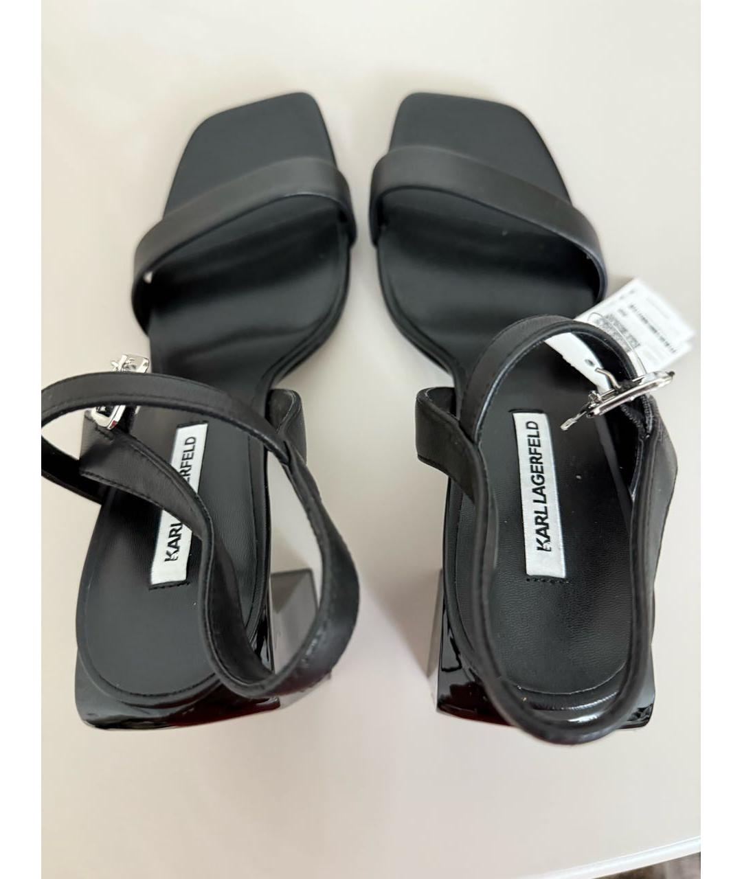KARL LAGERFELD Черные кожаные босоножки, фото 3