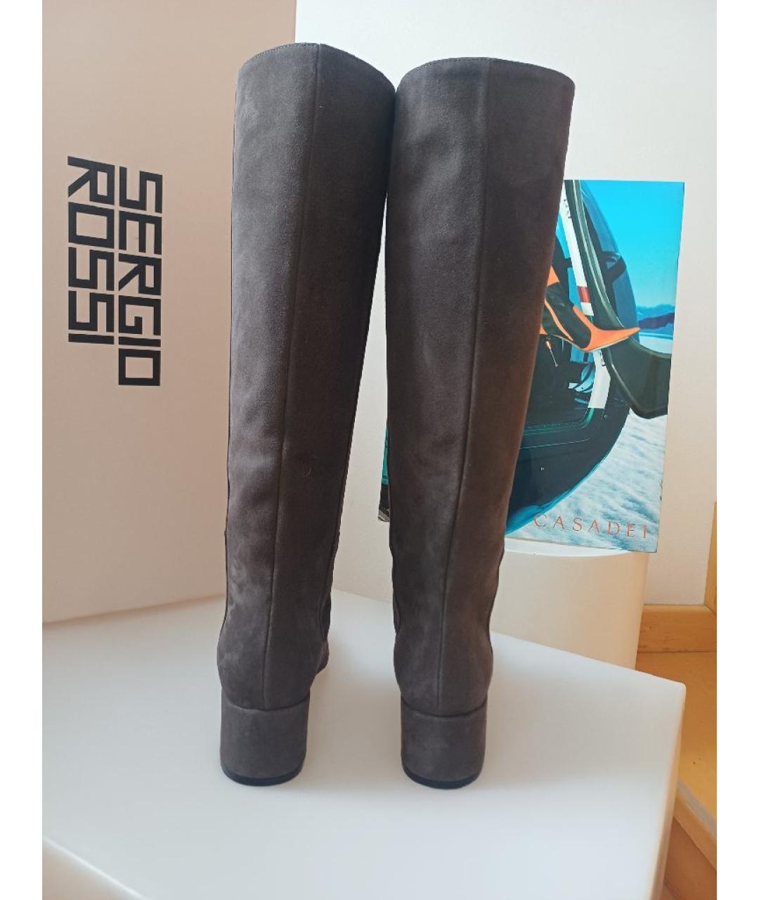 SERGIO ROSSI Серые замшевые сапоги, фото 8