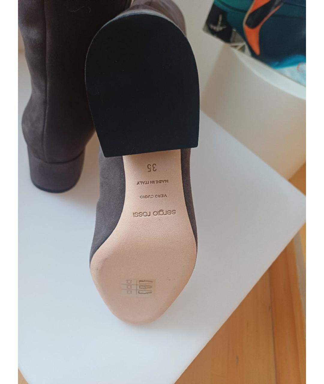 SERGIO ROSSI Серые замшевые сапоги, фото 9