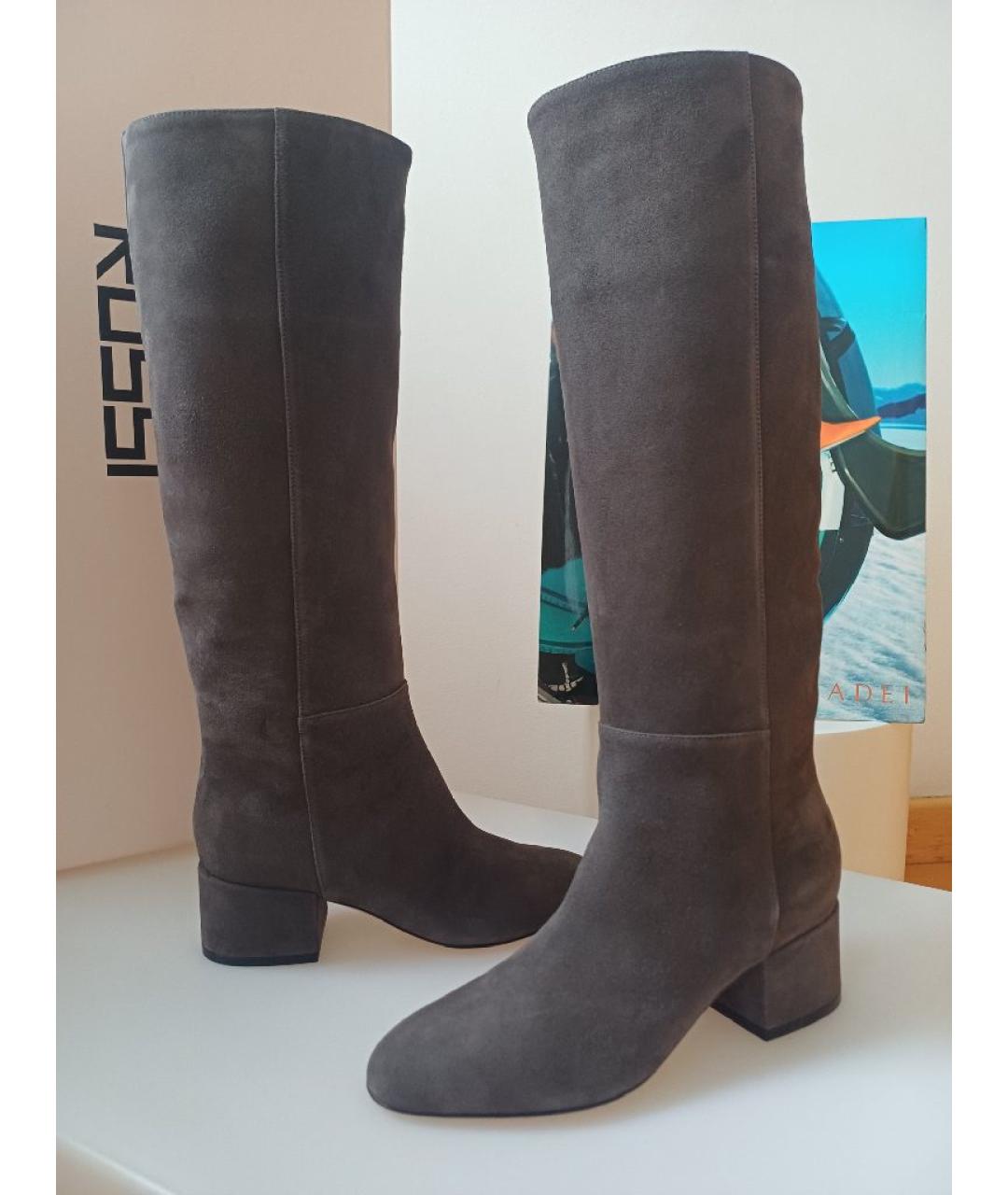 SERGIO ROSSI Серые замшевые сапоги, фото 6