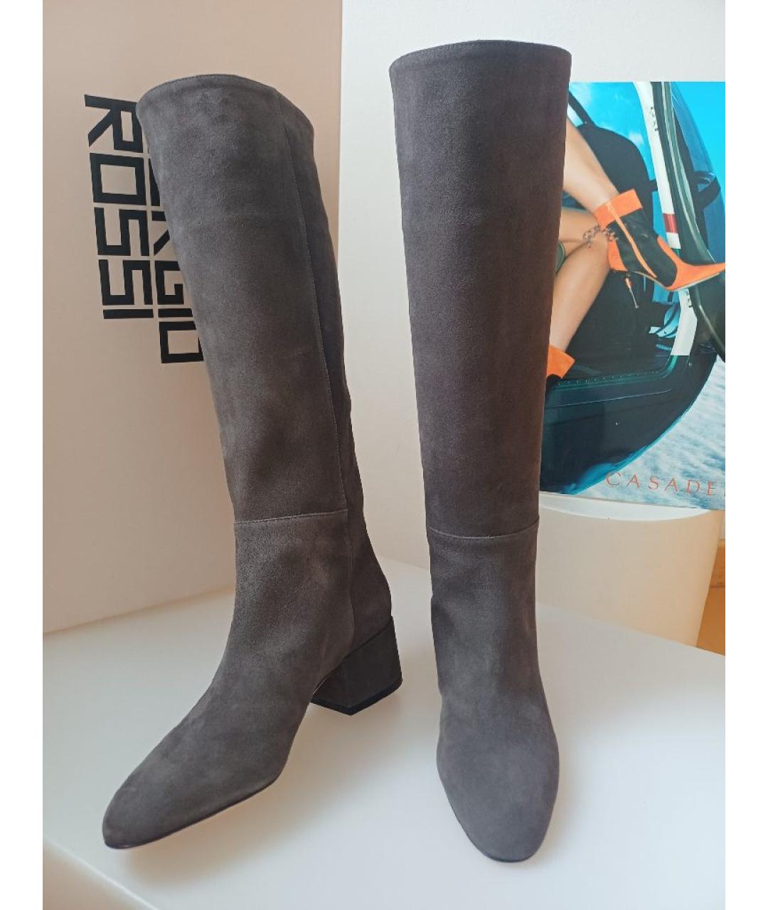 SERGIO ROSSI Серые замшевые сапоги, фото 5