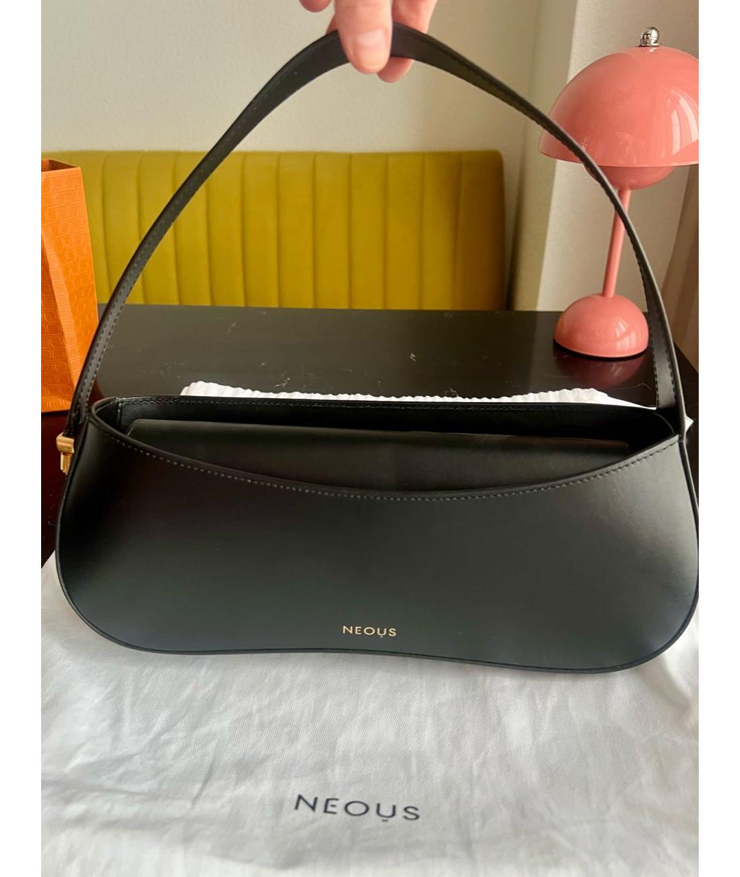 NEOUS Черная кожаная сумка через плечо, фото 5