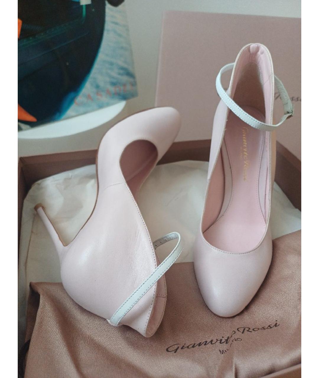 GIANVITO ROSSI Розовые кожаные туфли, фото 5