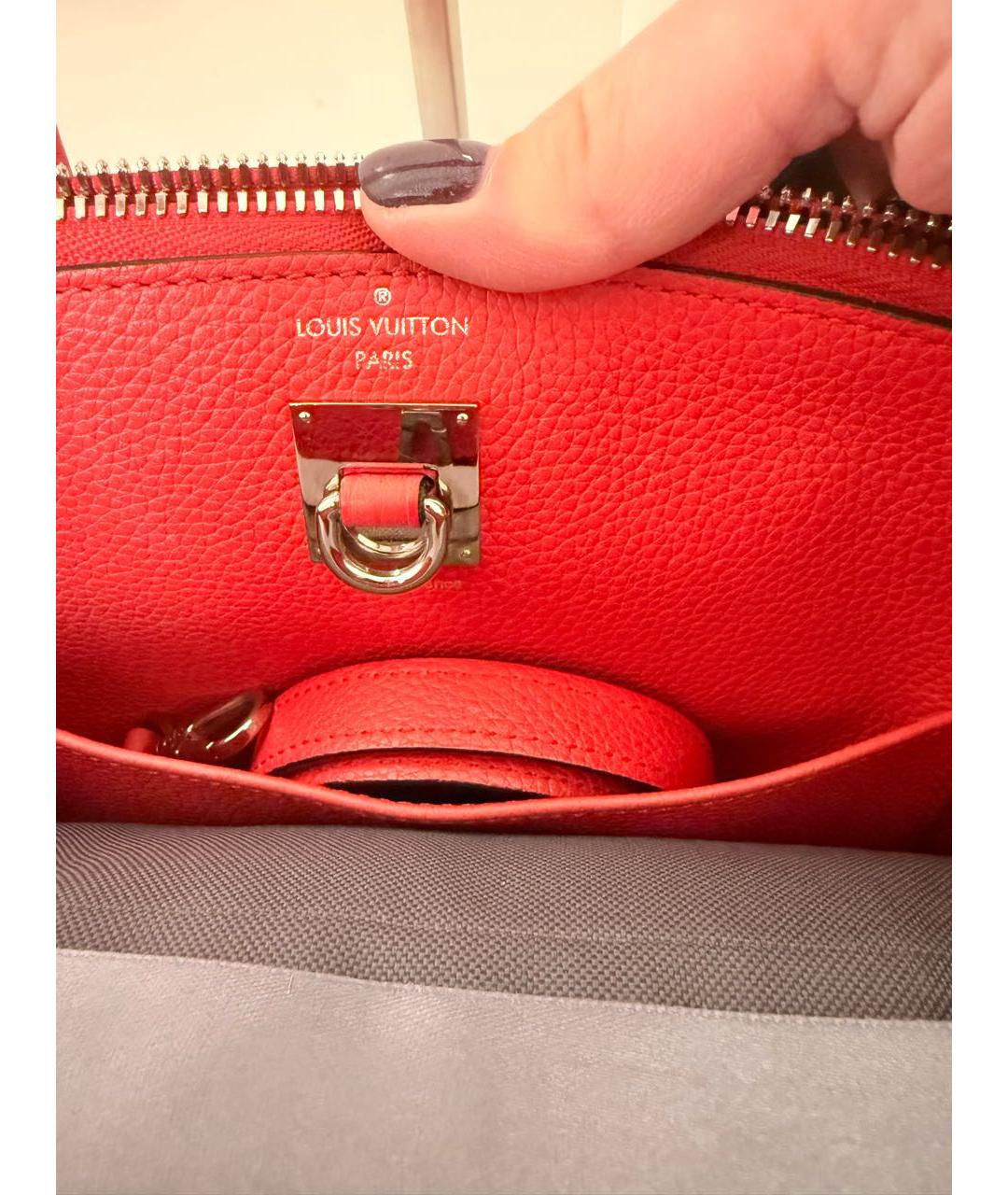 LOUIS VUITTON Красная кожаная сумка с короткими ручками, фото 8