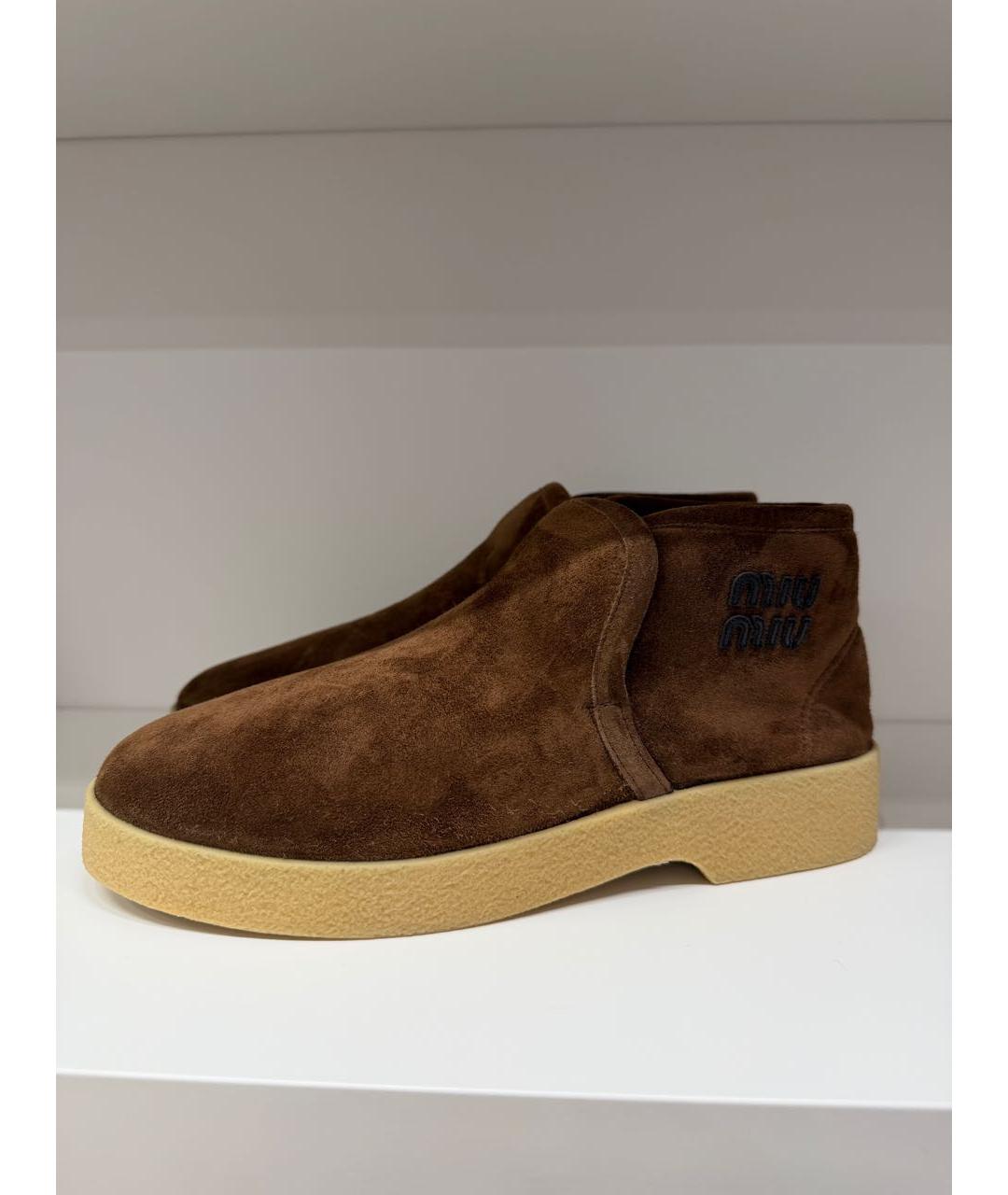 MIU MIU Коричневые замшевые ботинки, фото 8