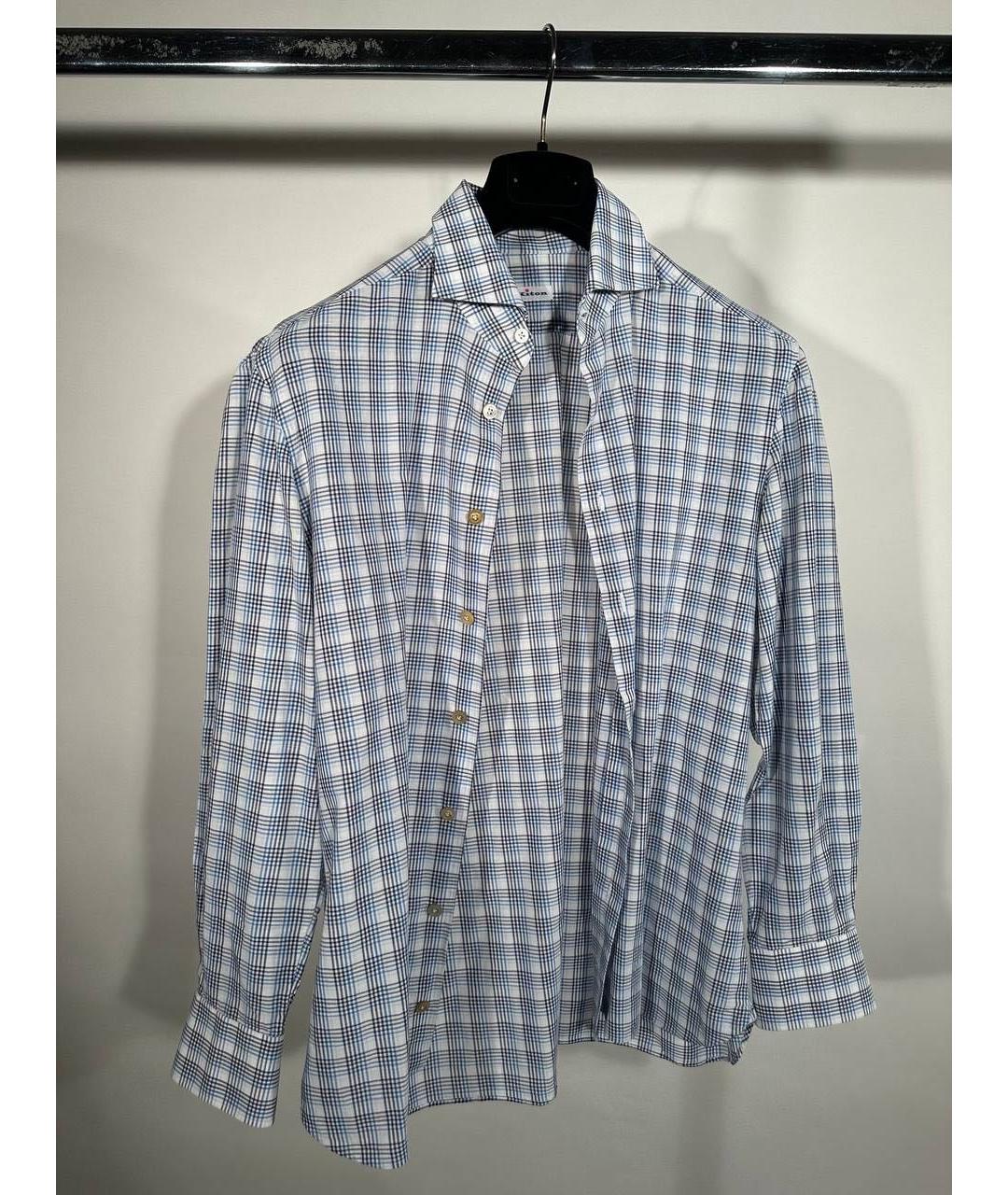 KITON Голубая хлопковая кэжуал рубашка, фото 4