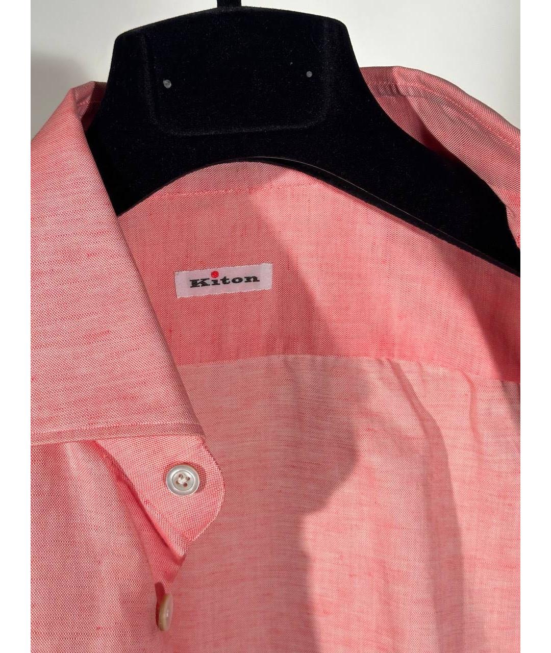KITON Коралловая льняная кэжуал рубашка, фото 3